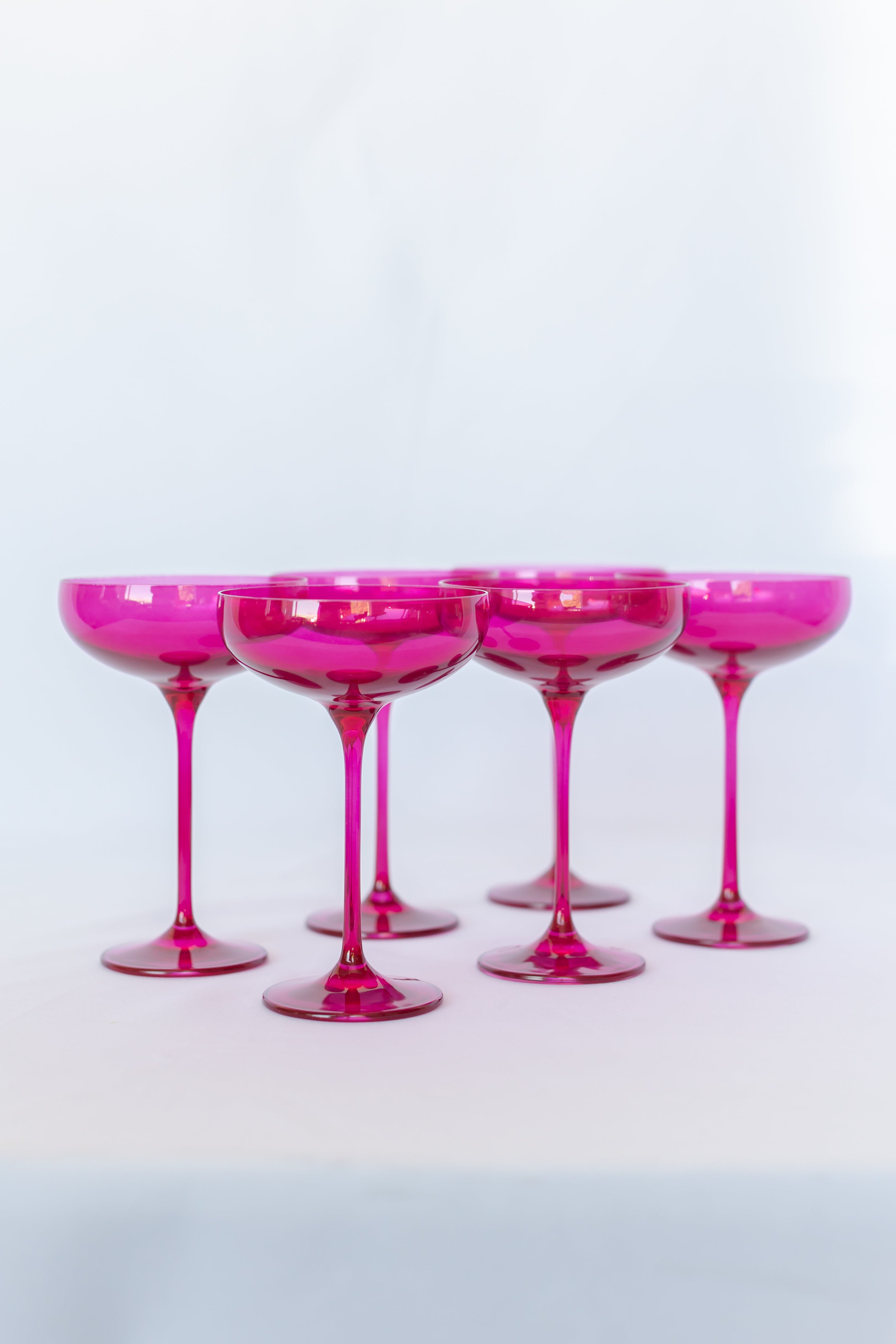 Estelle Colored Champagne Coupe Glasses Set of 6 - Viva Magenta (Fuchsia) | Elegant Stemware for Weddings, Parties & Special Occasions