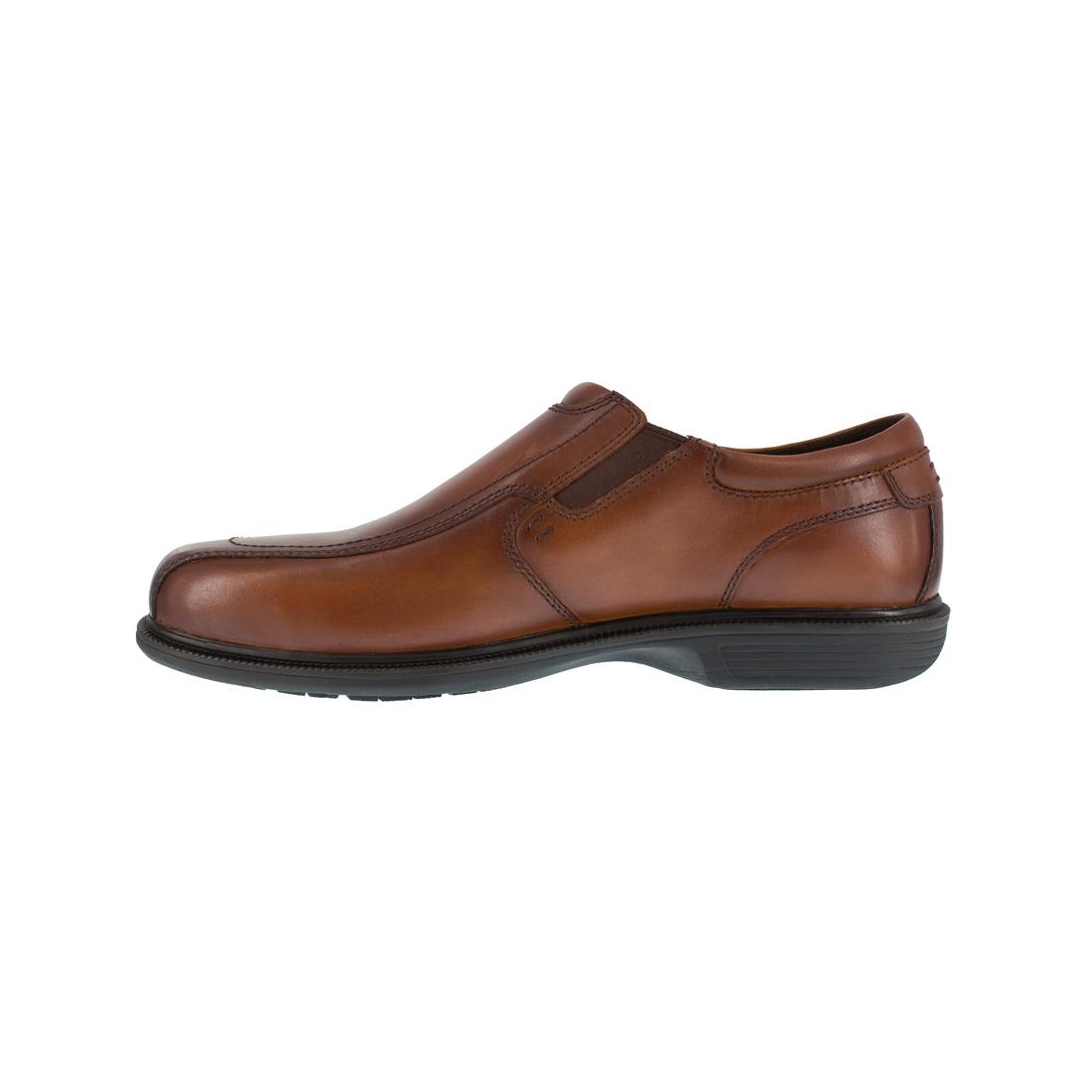 Coronis Steel Toe Slip-On Dress Work Shoes for Men - Comfortable Brown Leather Safety Shoes for Office, Construction & Industrial Work