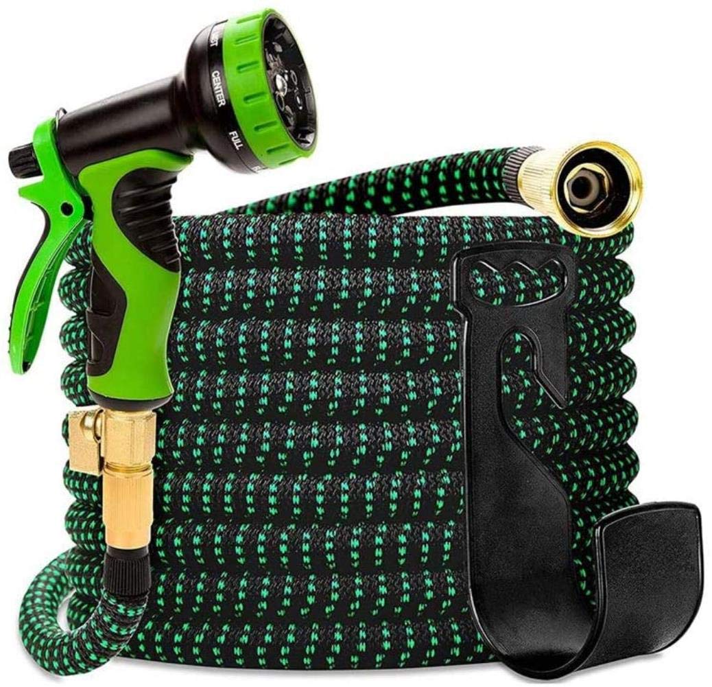 XIGG Expandable Garden Hose 25ft - Heavy Duty Latex Core with 9-Function Nozzle for Outdoor Watering & Cleaning