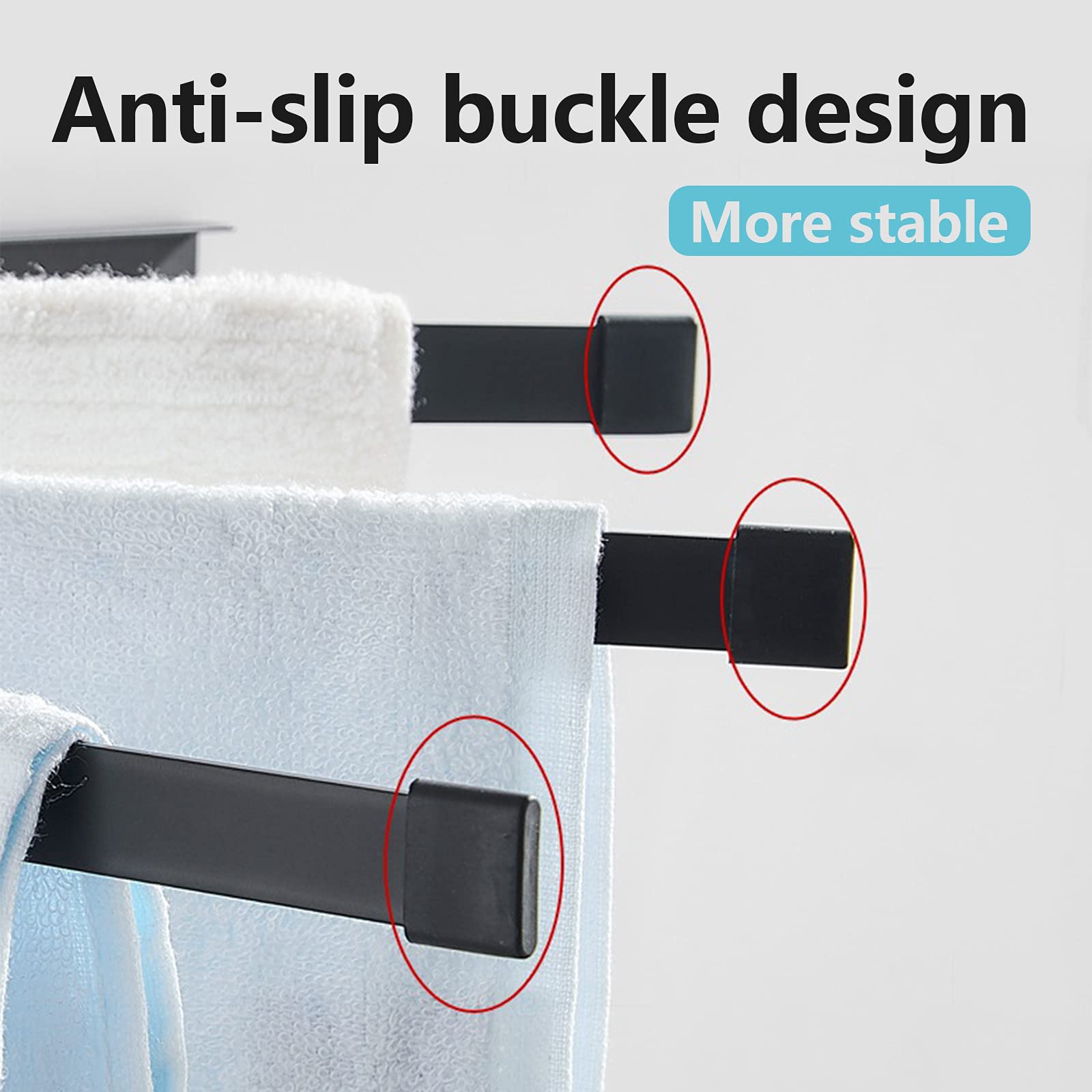 No Drill Swing Towel Holder - 3 Arm Wall Mounted Bathroom Towel Rack, Space Saving Folding Towel Bar for Hand & Kitchen Towels - Perfect for Home, Hotel, Dorm (Easy Installation, Rustproof) | Organize Bathrooms, Kitchens & Small Spaces