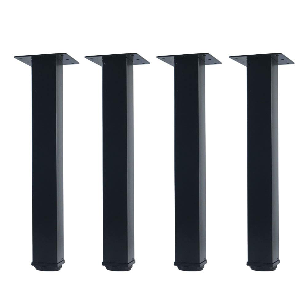QLLY 12 Inch Adjustable Metal Table Legs - Square Office Furniture Legs Set of 4 (Black) - Perfect for DIY Desks, Workbenches & Modern Home Decor