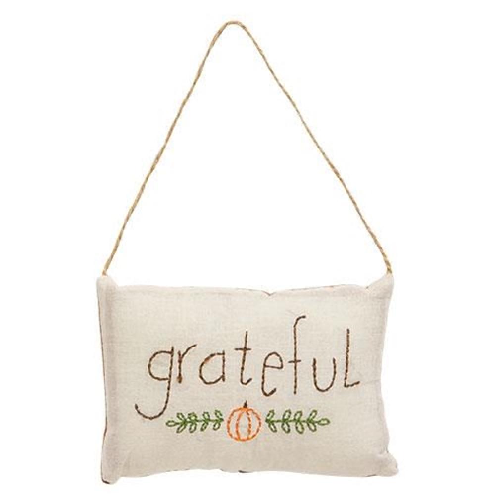 Grateful Pillow Ornament - Inspirational Home Decor for Thanksgiving, Christmas & Holiday Decorations - Perfect for Sofa, Bed, Mantel & Gift Giving