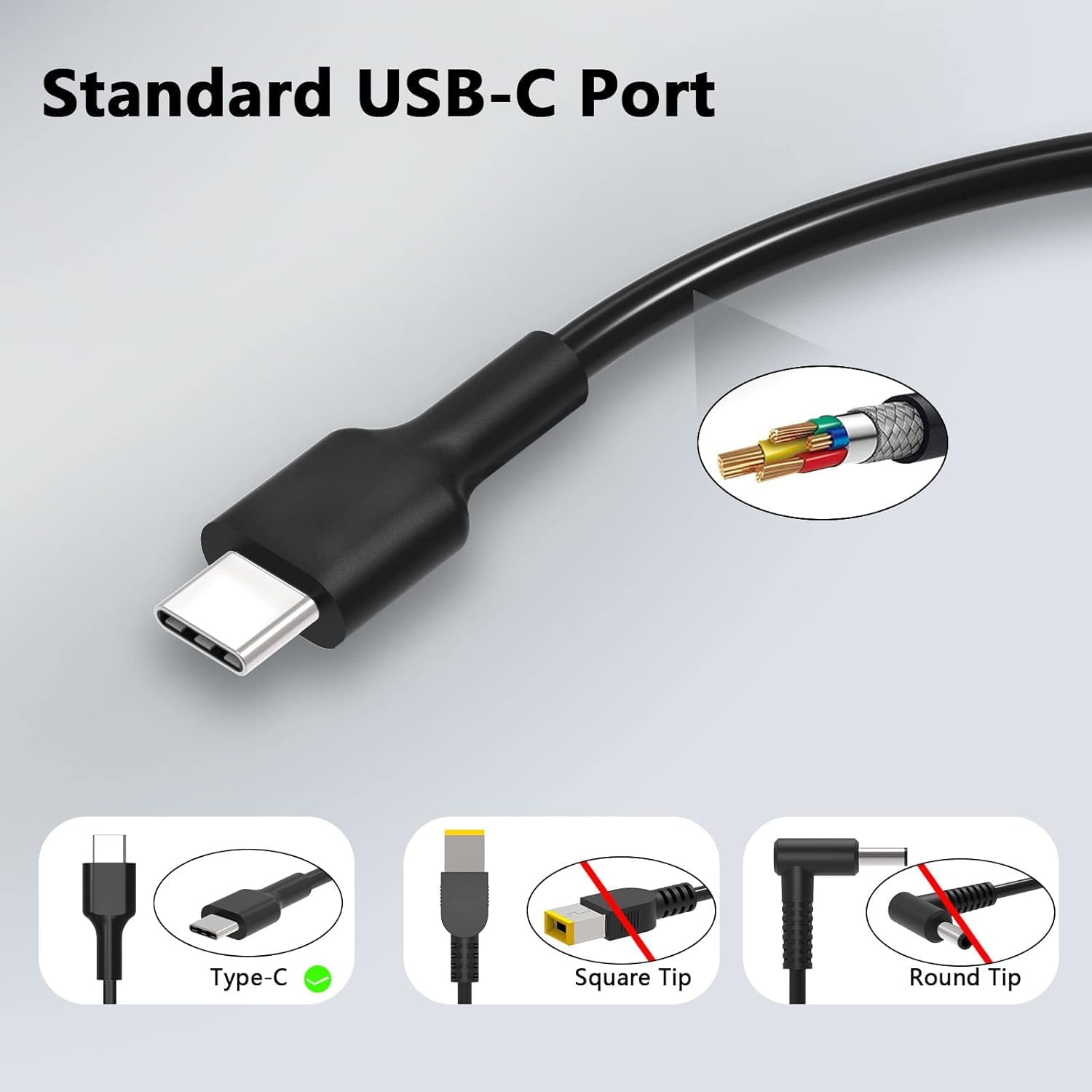 65W USB C Laptop Charger for Lenovo Chromebook 100e 300e 500e C330 S330 C340 ThinkPad T480 T480s T580 T580s E480 E580 - Fast Charging AC Adapter Power Supply 20V 3.25A - Perfect for Home, Office & Travel Use