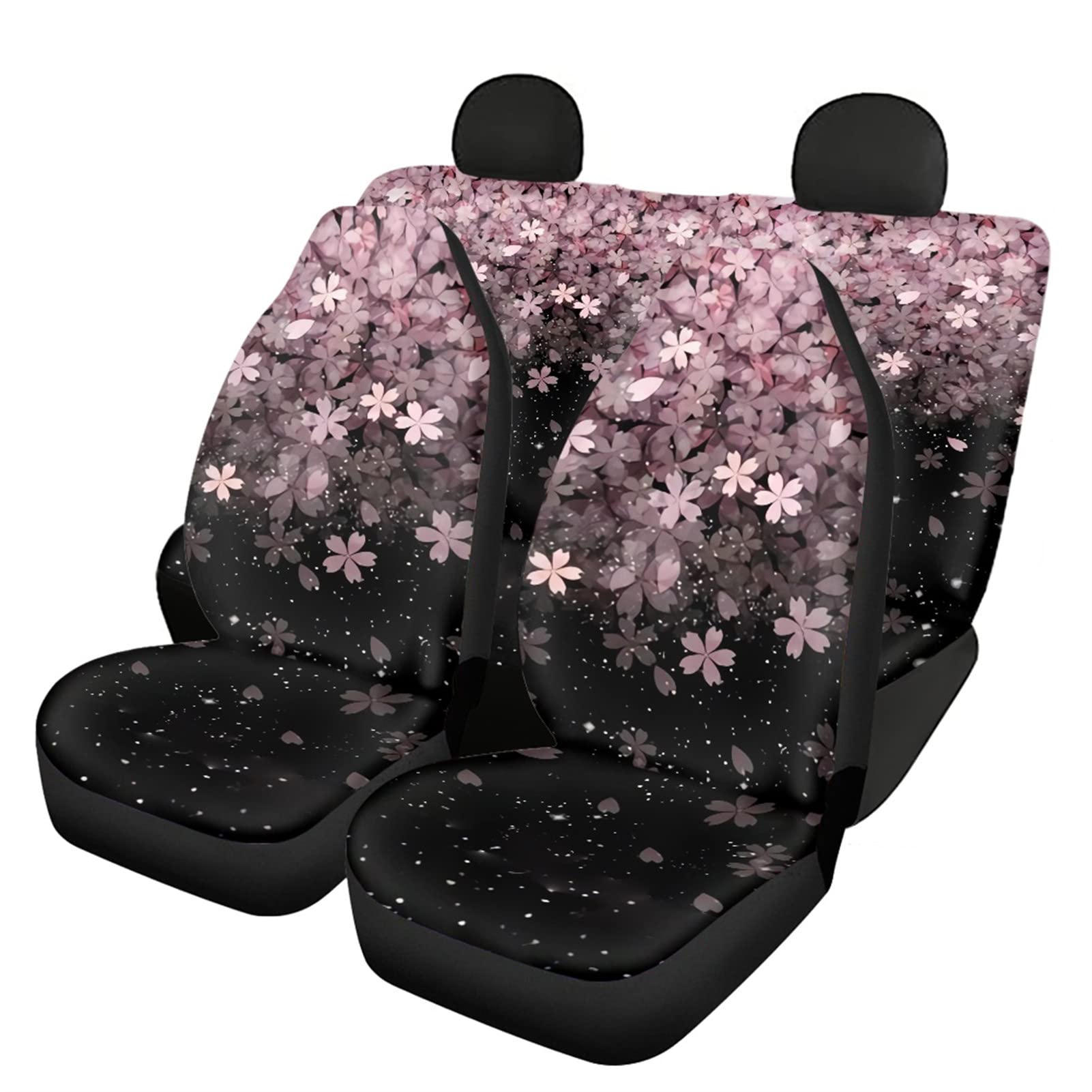 ZFRXIGN Pink Sakura Car Seat Covers Full Set - Universal Fit for Most Cars, SUVs, Sedans & Trucks - Front & Back Seat Protector Pads - Cherry Blossom Interior Decor - Perfect for Spring Style, Road Trips & Car Accessories Upgrade