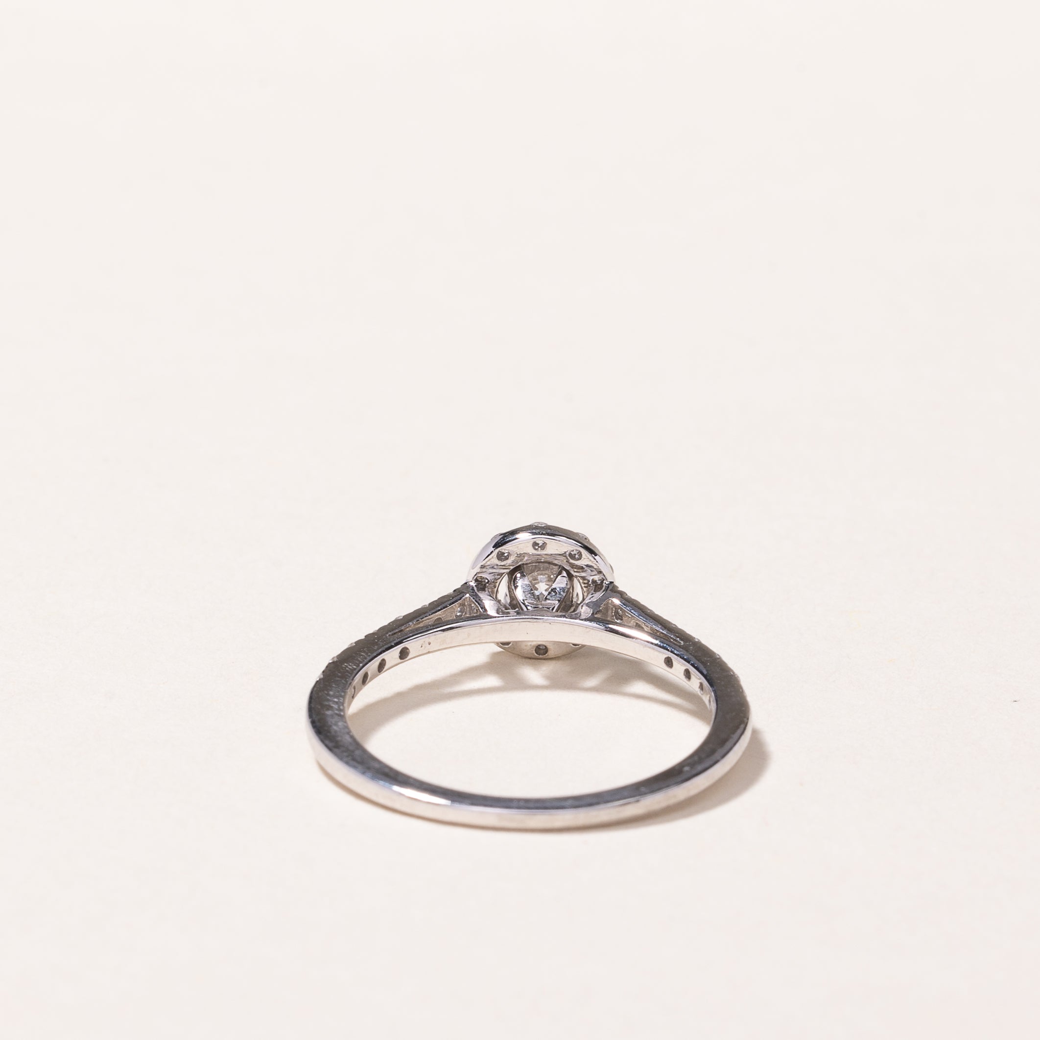 10K White Gold Diamond Halo Engagement Ring 0.40ctw Size 5 - Perfect for Proposals, Anniversaries & Special Occasions