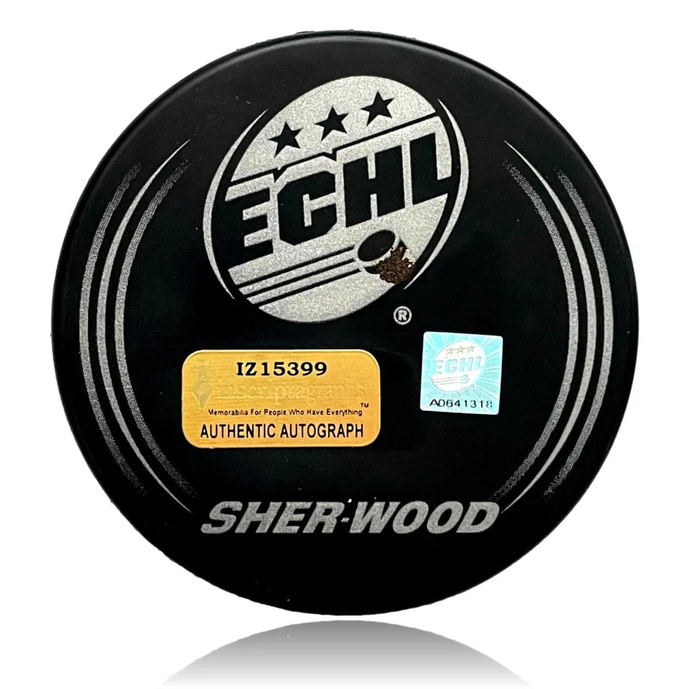 Deryk Engelland Autographed Las Vegas Wranglers Hockey Puck with COA - Signed Golden Knights Memorabilia - Perfect for NHL Fans, Collectors & Sports Decor
