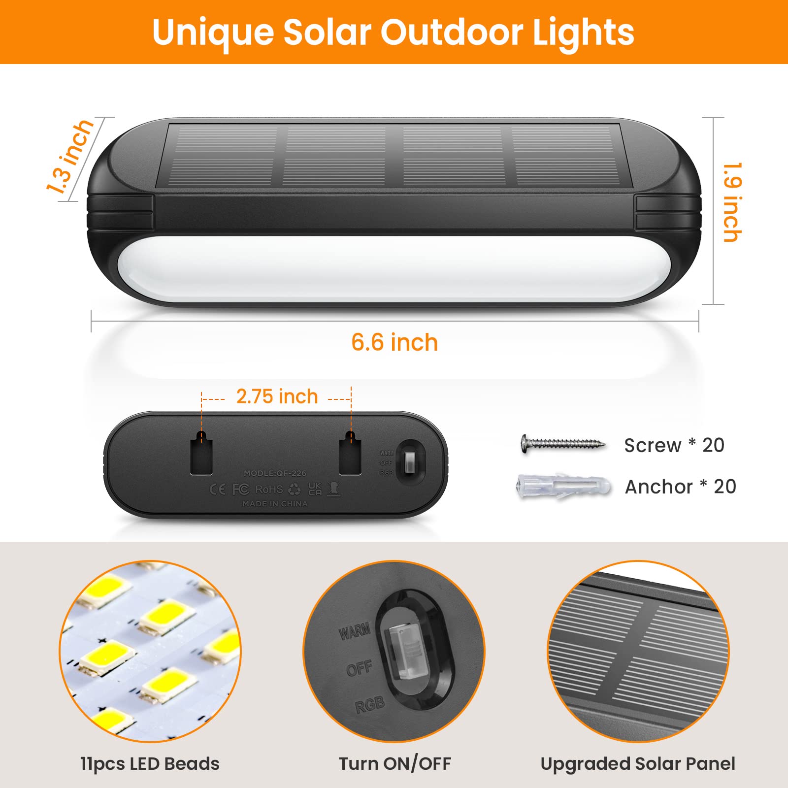 10 Pack Solar Fence Lights Outdoor - Multi-Color Changing & Warm White LED Solar Powered Lights for Garden, Deck, Stairs, Wall - Waterproof Solar Step Lights for Pathway, Patio, Yard, Landscape Lighting