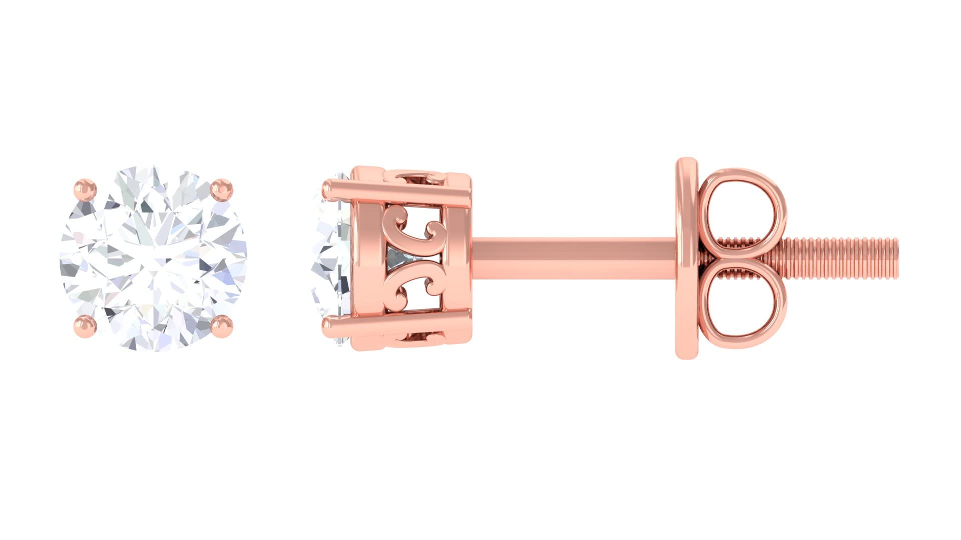 1/2 CT Diamond Stud Earrings for Women - 14K Solid Gold April Birthstone Solitaire Earrings | Perfect for Anniversary Gifts, Birthday Presents & Special Occasions