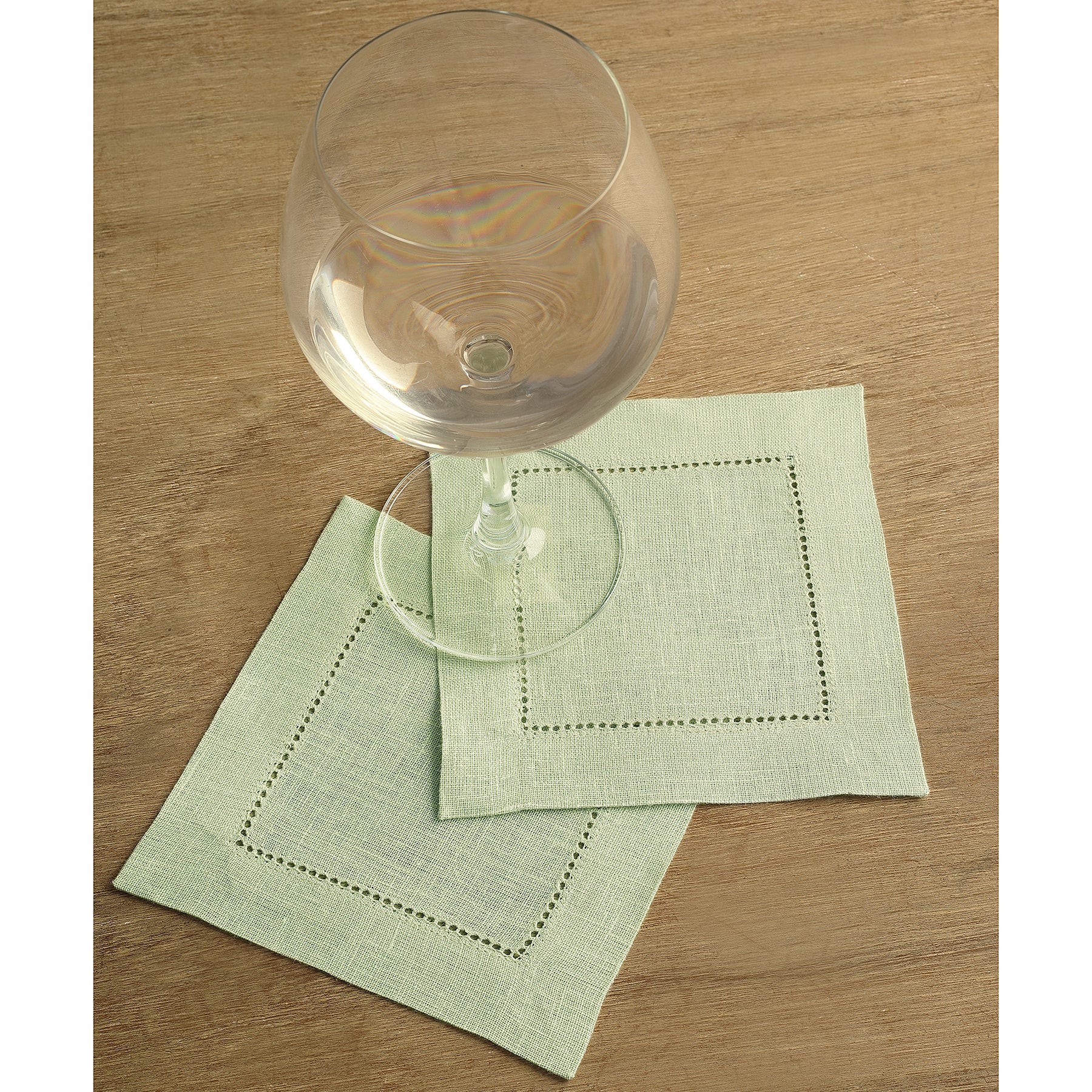 Premium Classic Hemstitch Cocktail Napkins - Set of 12 White Linen Drink Napkins for Parties, Weddings & Elegant Dining - Absorbent & Decorative Tableware Accessories