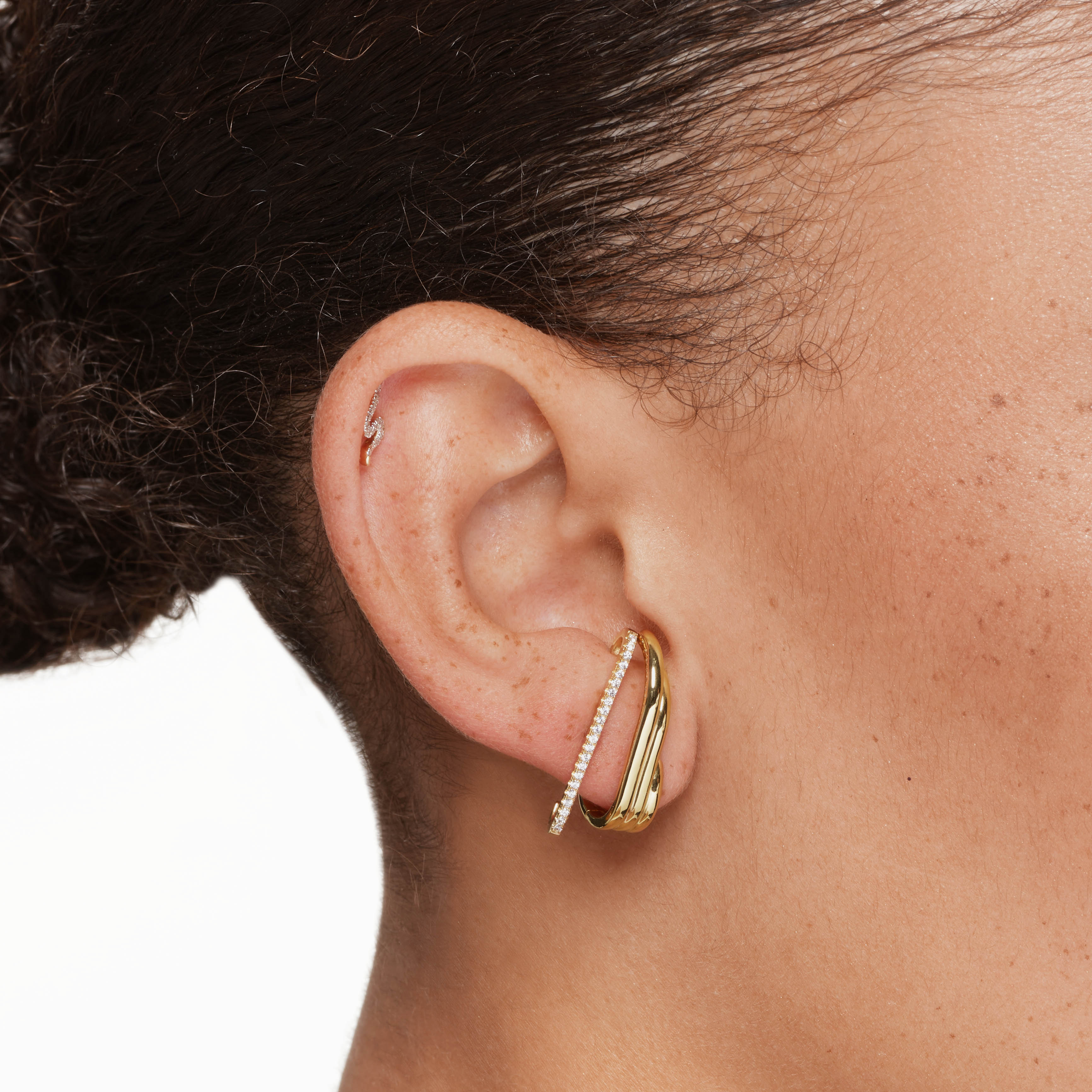 Gold White Zircon Pave Suspender Stud Earrings for Women - Elegant Dangle Earrings for Parties, Weddings & Special Occasions