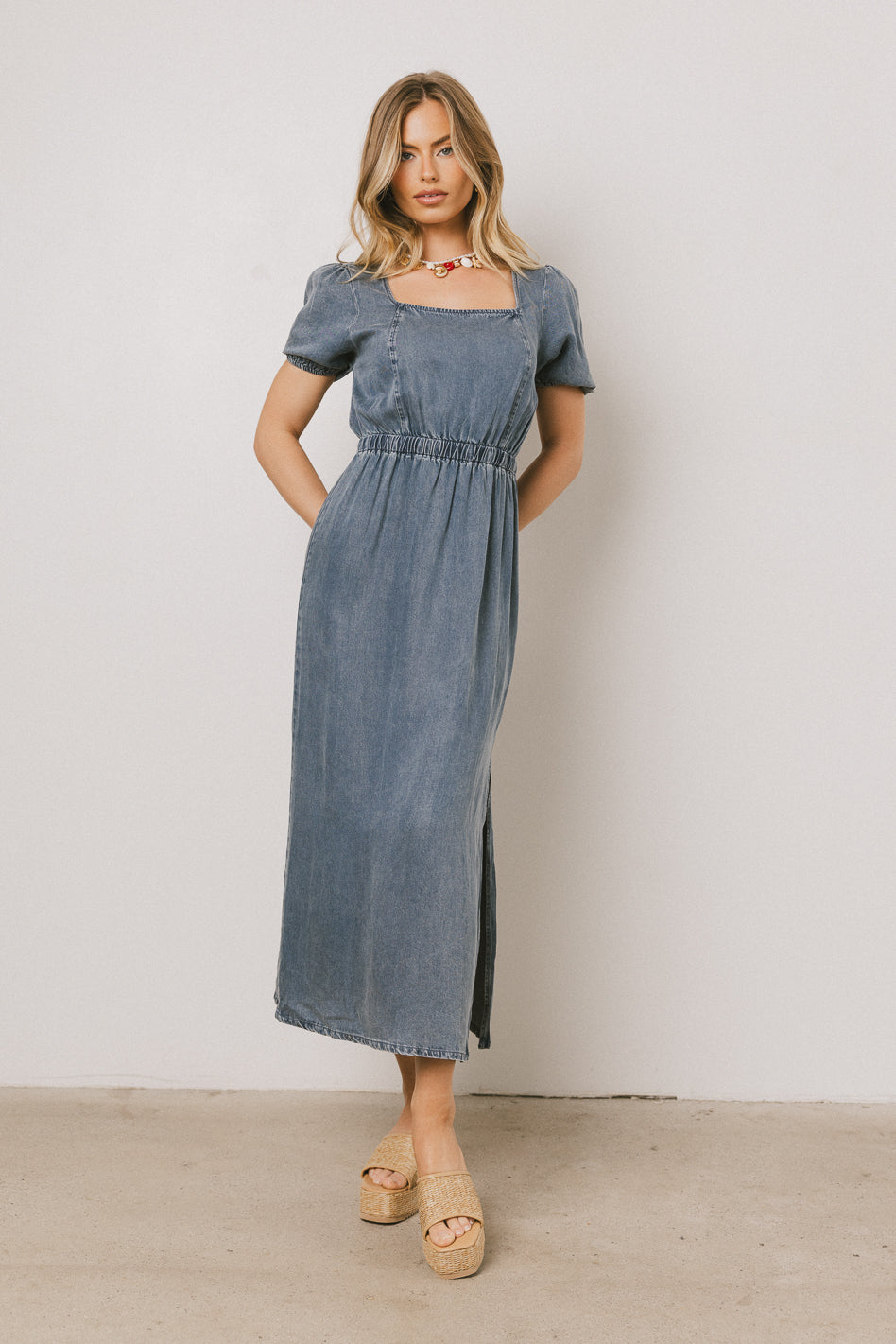 Gael Denim Maxi Dress for Women - Long Flowy Denim Dress with Pockets, Casual Boho Style, Perfect for Summer, Beach, and Outdoor Events
