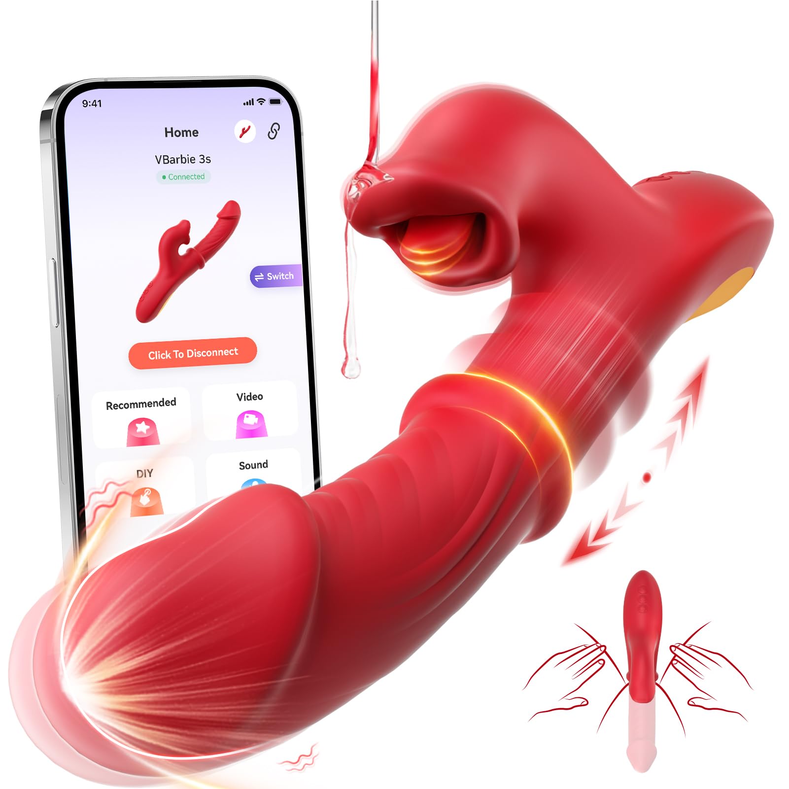 7-Speed Thrusting Rabbit Vibrator with 10 Vibration Modes & Tongue Licking - G-Spot Stimulator for Women & Couples - Waterproof Adult Sex Toy for Solo Play & Partnered Fun
