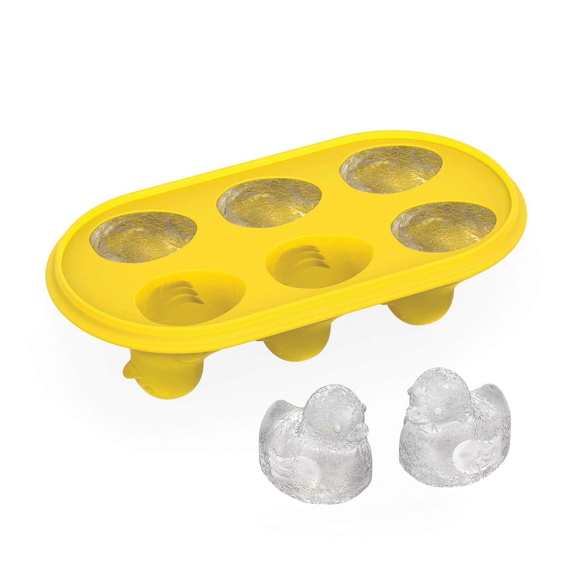 TrueZoo Quack the Ice Duck Ice Cube Tray - Large Novelty Animal Ice Mold Makes 6 Yellow Duck-Shaped Cubes (Set of 1) - Perfect for Cocktails, Kids Drinks & Party Decorations