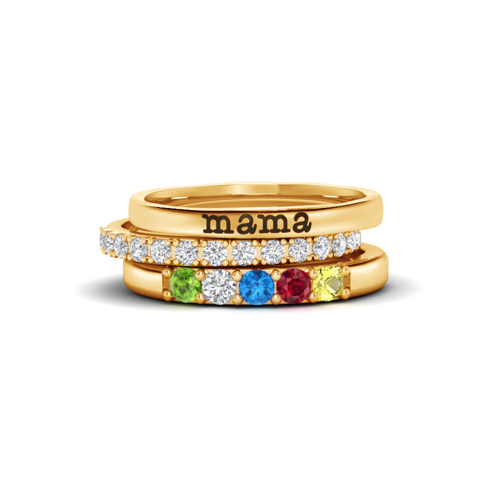 Eternity Birthstone Custom Name Ring Stacking Ring Set - Personalized Jewelry Gift for Women | TP669 | Perfect for Anniversaries, Birthdays & Special Occasions