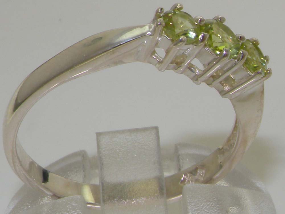 925 Sterling Silver Genuine Peridot Women's Trilogy Anniversary Ring - Elegant Gift for Wife, Girlfriend, Mother's Day, Birthday & Special Occasions