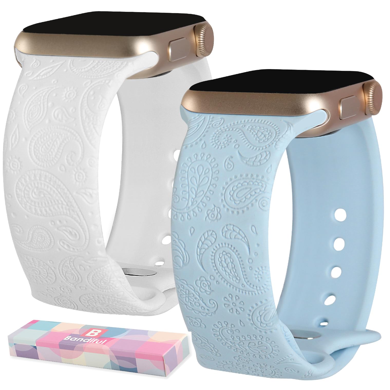 2 Pack Ancient Persian Engraved Adjustable Apple Watch Bands - Compatible with 38mm 40mm 41mm 42mm 44mm 45mm 49mm for iWatch Series 8/7/6/5/4/3/2/1/SE/Ultra - Trendy Unisex Design for Men & Women - Perfect for Workouts, Office Wear & Casual Fashion