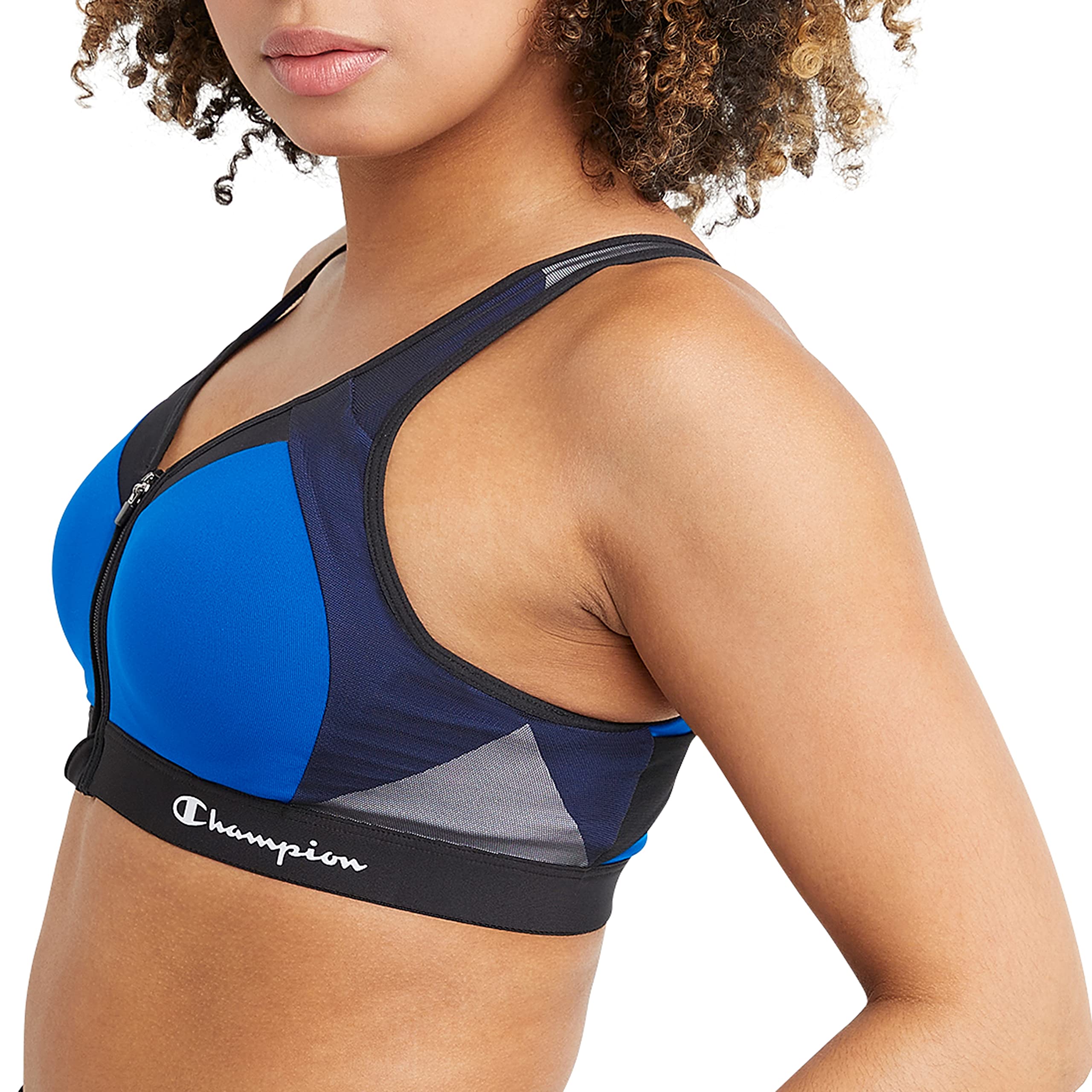Champion Women's High-Impact Sports Bra with Motion Control & Front Zip - Wirefree Support for Running, Gym Workouts & Intense Training