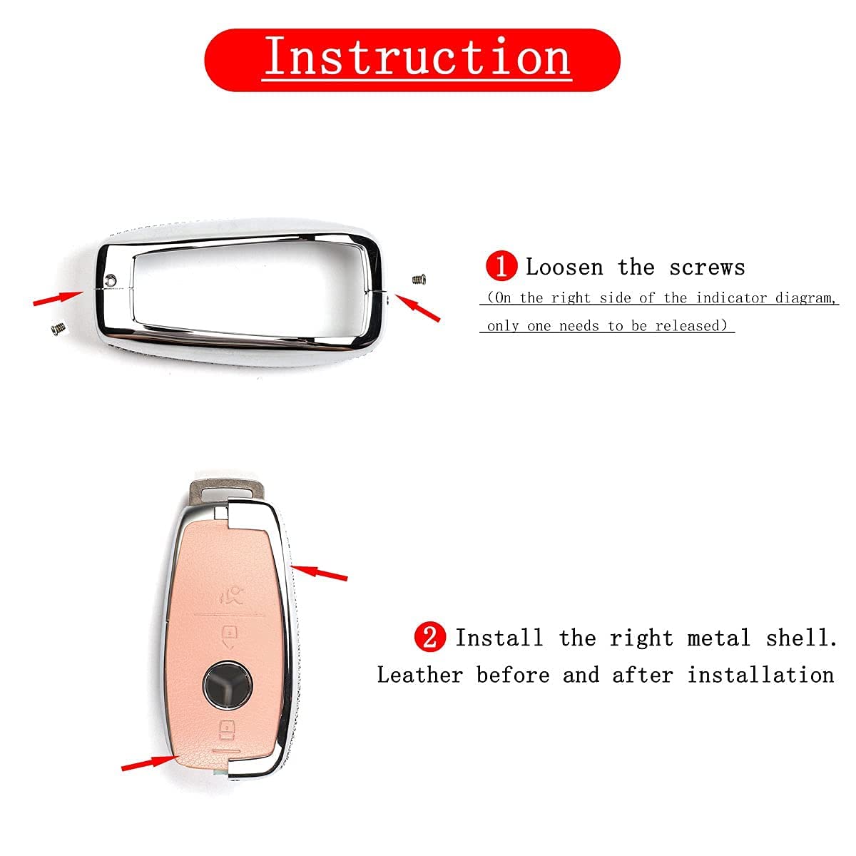 **Mercedes Benz Key Fob Cover - Bling Crystal Leather Keychain for A/C/E/G/S Class, CLA/CLS/GLA/GLC/GLE/GLS/GLK/GT/SLK/SL - Stylish & Protective (Pink) | Perfect for Everyday Use & Gift Giving**
