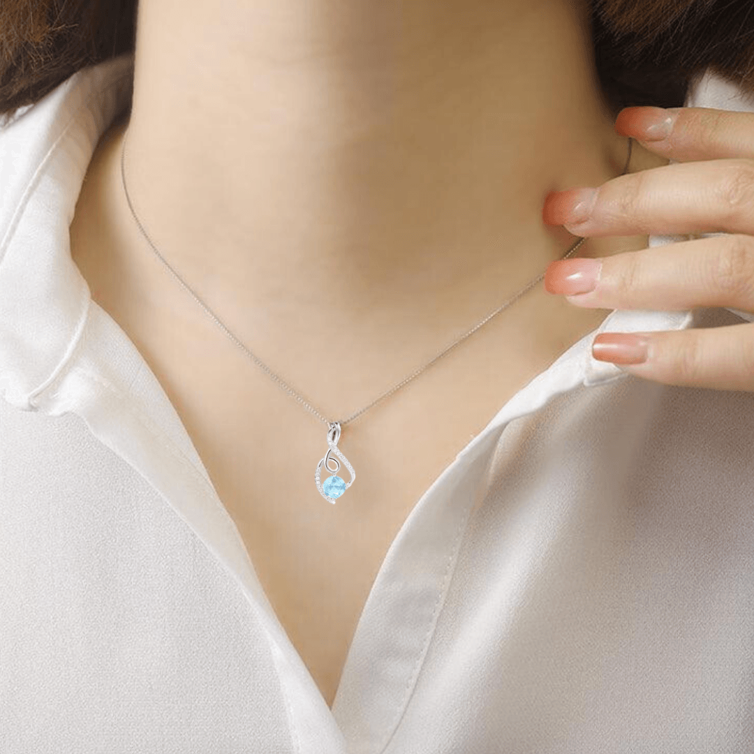 Blue Topaz Treble Clef Music Necklace - Elegant Sterling Silver Jewelry Gift for Musicians & Music Lovers | Perfect for Concerts, Performances & Special Occasions