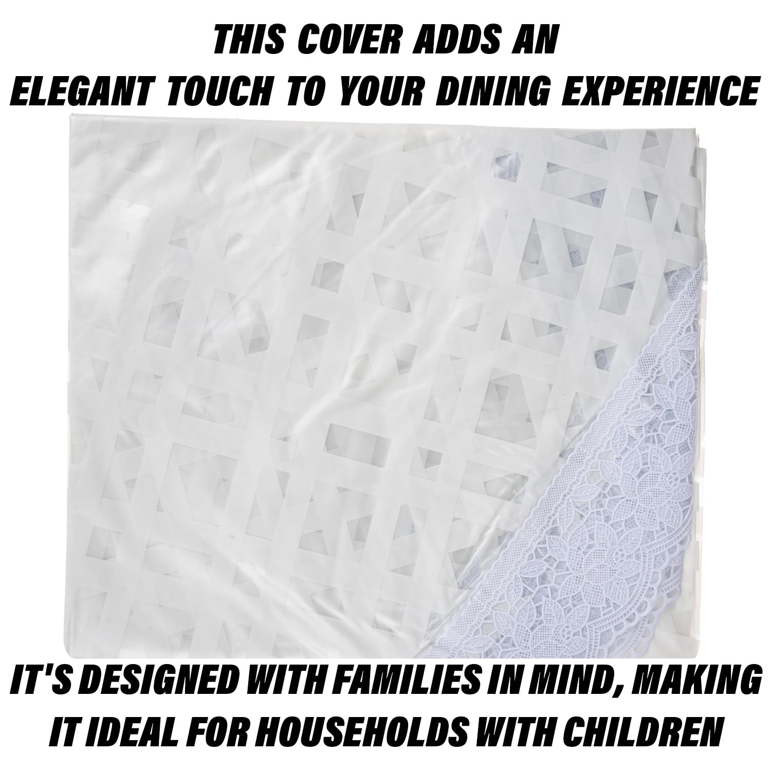 Kuber Industries 60-Inch Round PVC Table Cover - Waterproof & Stain-Resistant 4-Seater Tablecloth for Kitchen & Dining - Perfect for Indoor & Outdoor Use | White