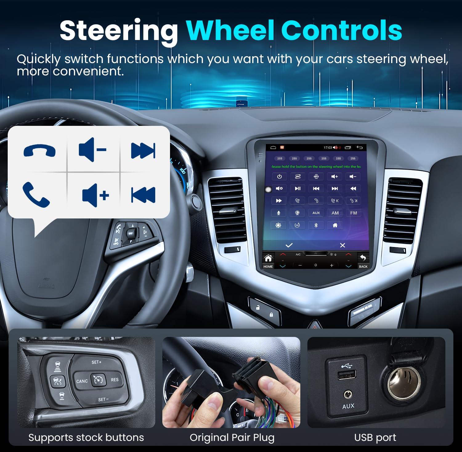 2009-2015 Chevy Cruze Car Stereo with 8-Core Processor, 5G WiFi, 4+32GB Memory, 10.1