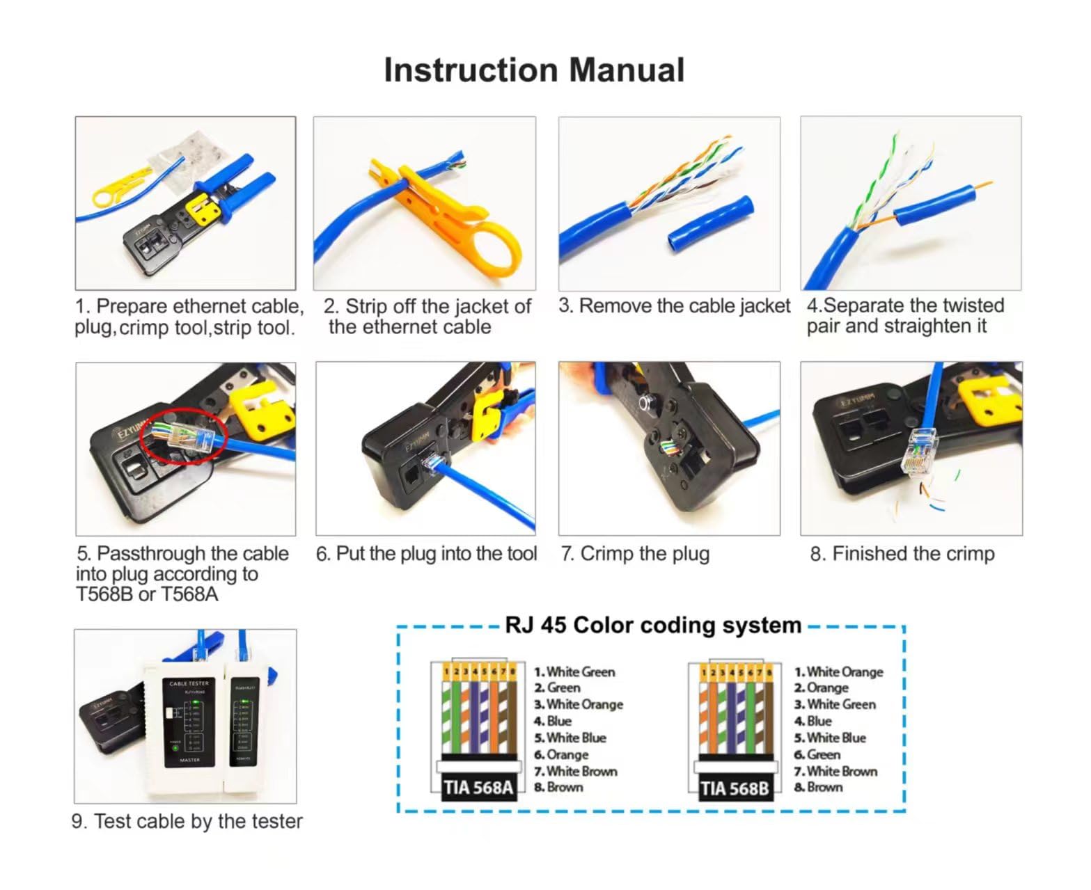 Professional Ratcheting RJ45 Crimp Tool Kit - Ethernet Crimper for Pass Through RJ45, RJ11 & RJ12 Connectors - Ideal for Network Installations, Home Office Setup & IT Maintenance
