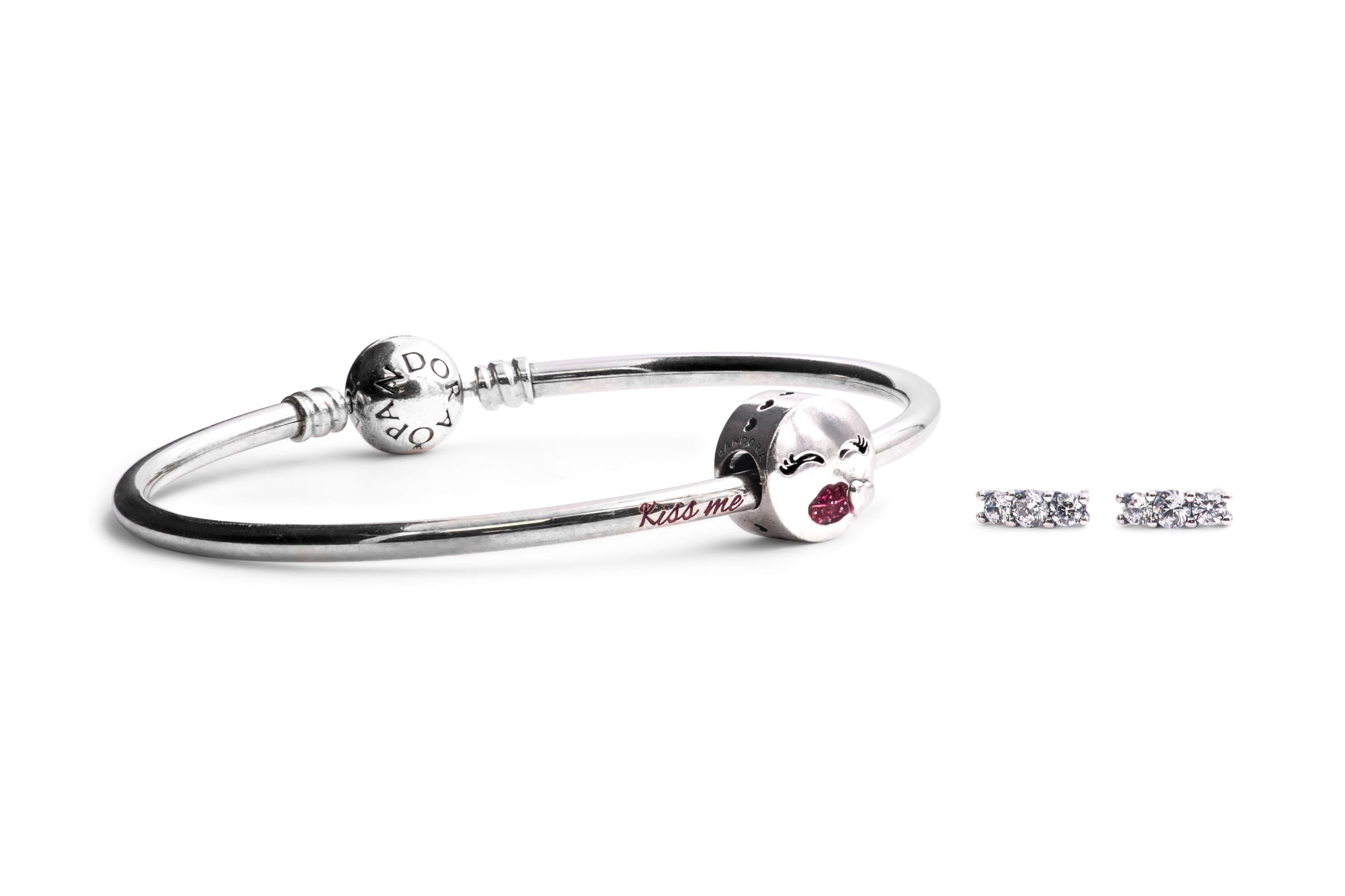 PANDORA Kiss Me Bangle Gift Set - Sterling Silver Bracelet for Women, Romantic Jewelry Present for Anniversary, Valentine's Day & Special Occasions