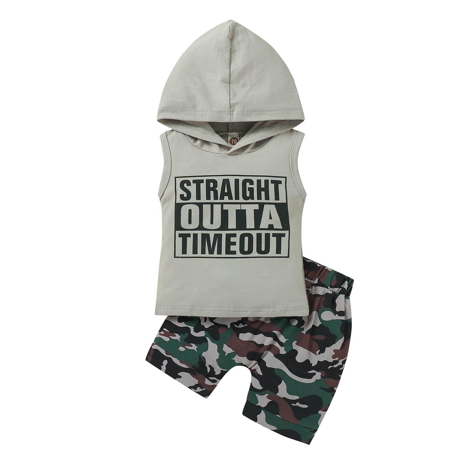 Chyrbaby Toddler Baby Boy Clothes Set - Letter Print Hoodie & Camo Shorts for Summer | Cute Outfits for Playtime, Park Visits & Family Photos