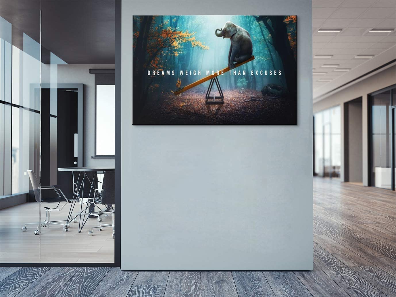 Motivational Office Wall Art - Inspirational Dreams Weigh More Than Excuses Poster (16x24 Inches) - Positive Quote Wall Decor for Home Office, Classroom & Workspace