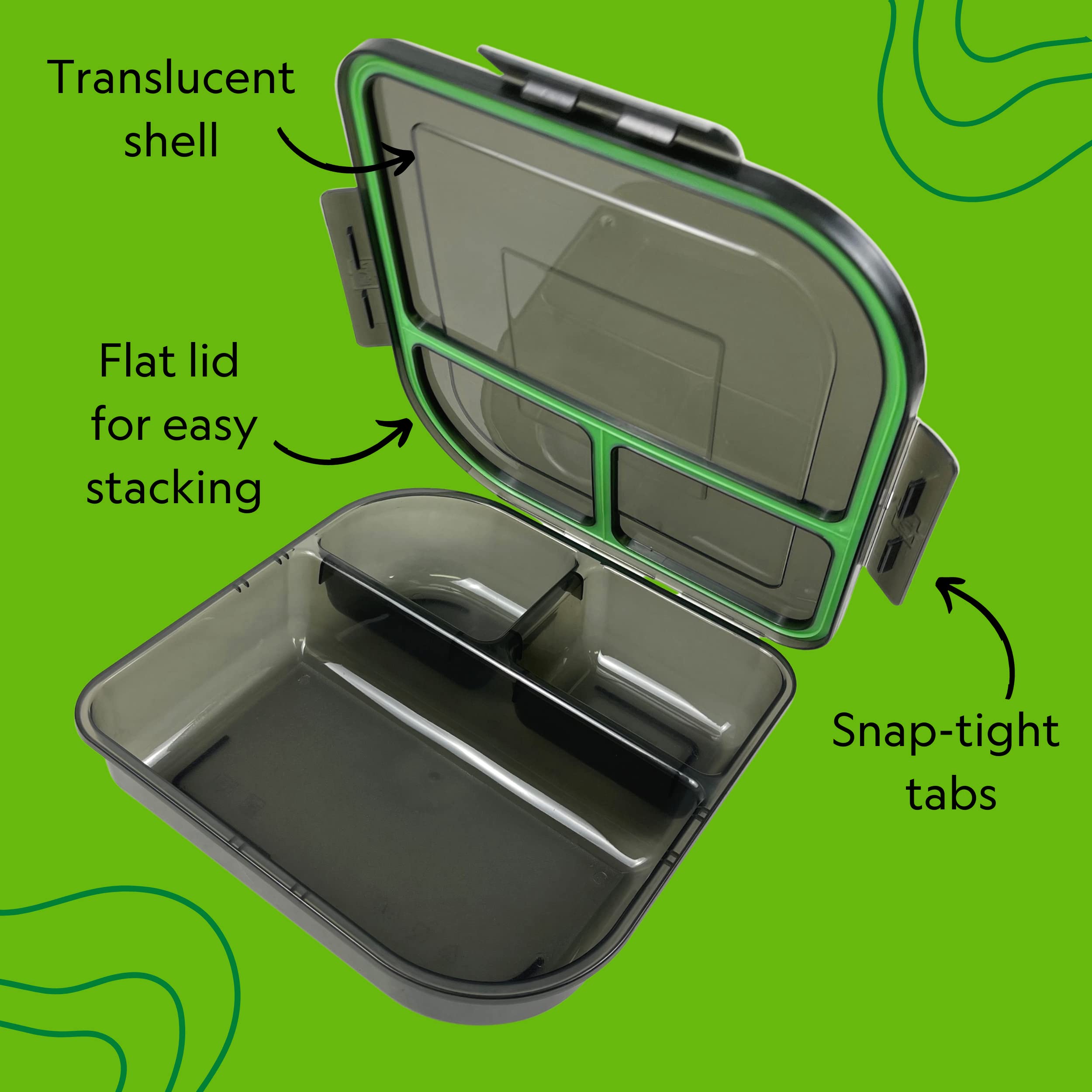 Eco-Friendly Large 3-Compartment Reusable Food Storage Container - 9.4