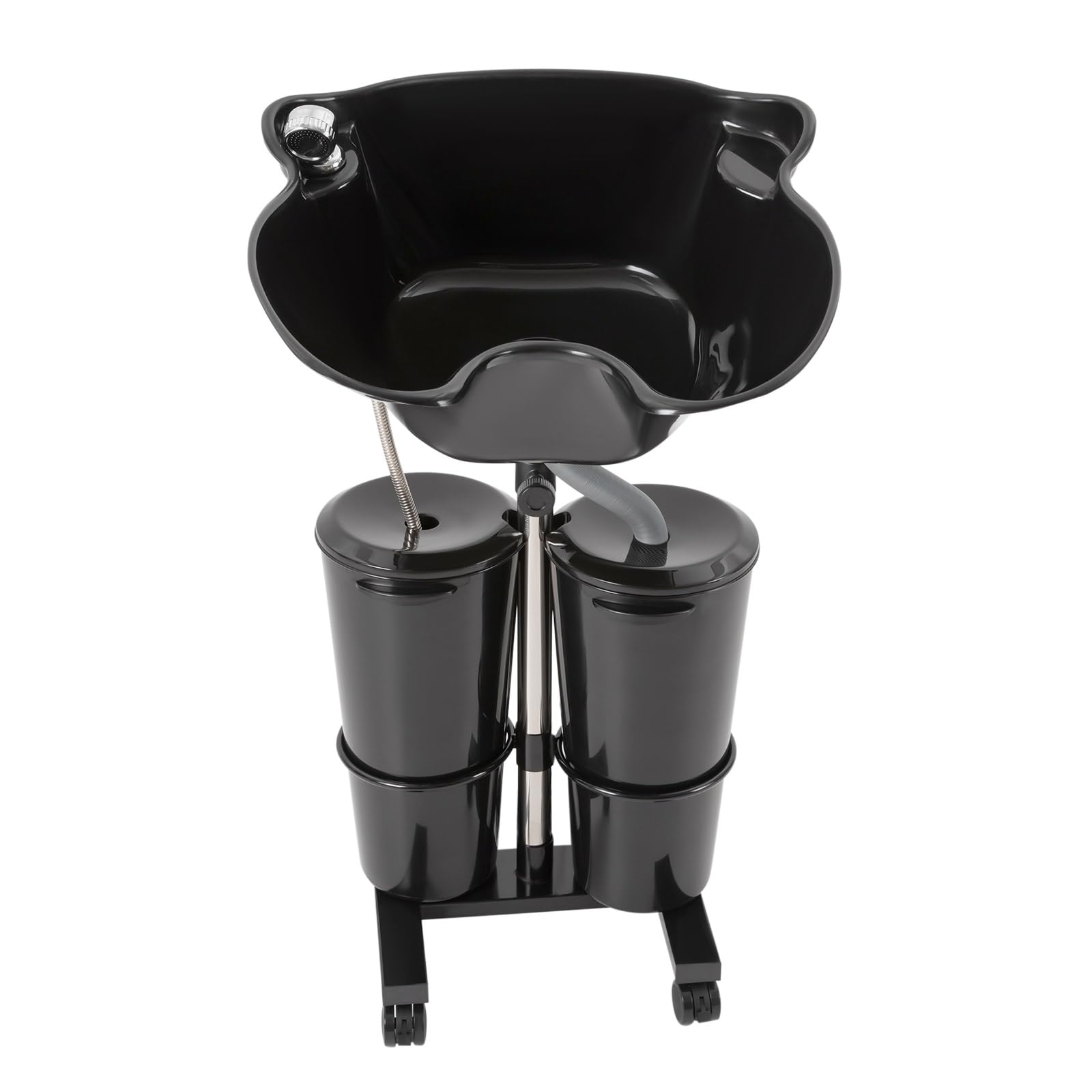 Adjustable Portable Shampoo Basin with 2 Water Buckets - Mobile Hair Washing Station for Salon & Barber Shop - Perfect for Home Care & Professional Use
