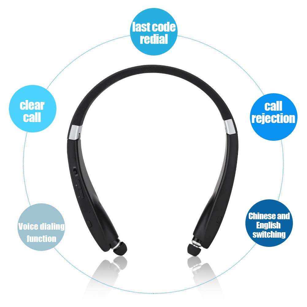 Foldable Neck Hanging Wireless Earphones SX 991 - Bluetooth Headset with Telescopic Design (Black) | Perfect for Workouts, Commuting & Hands-Free Calls