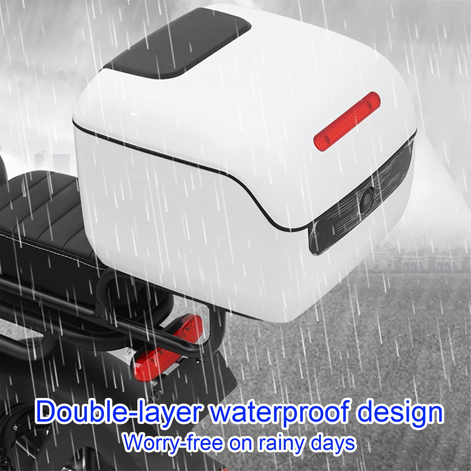 **Universal Motorcycle Top Box - Lockable Luggage & Helmet Storage Case with Mounting Kit for Scooters & Mopeds - Perfect for Commuting, Touring & Secure Gear Transport**