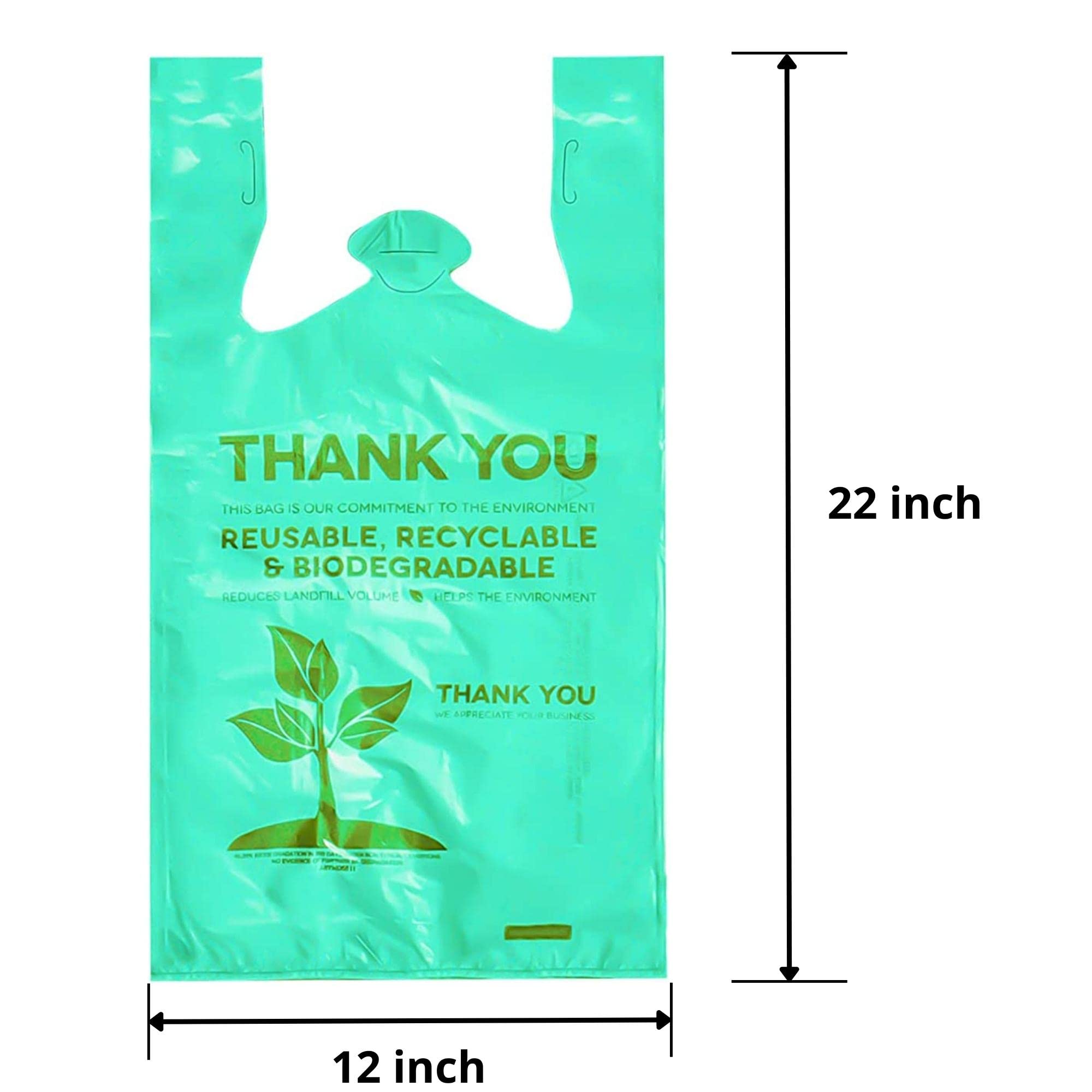 500 Pcs Biodegradable T-Shirt Plastic Bags with Handles 22