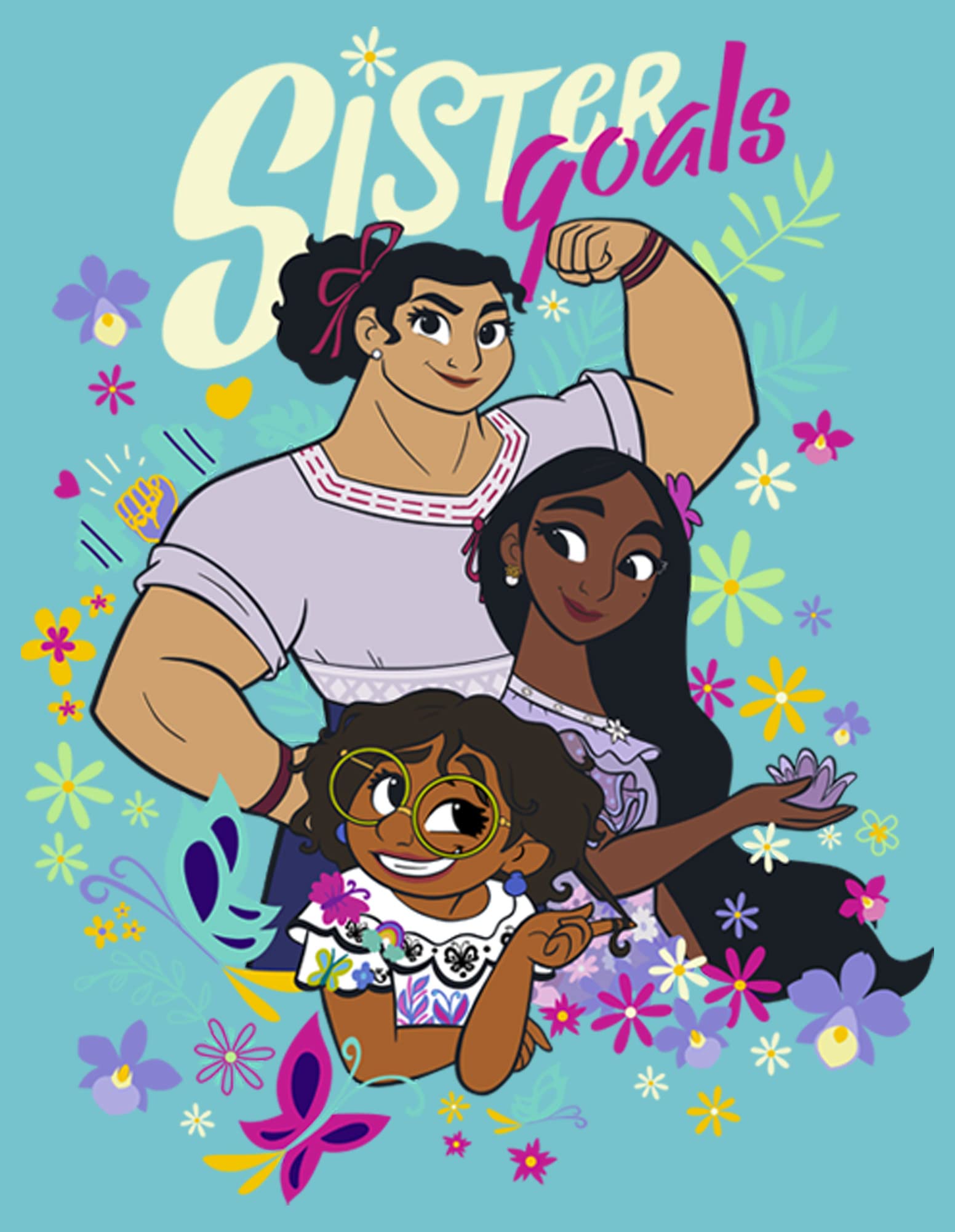 Disney Pixar Encanto Sister Goals Girls T-Shirt - Cute Casual Tee for Kids & Teens - Perfect for Family Outings, Birthday Gifts & Disney Fans