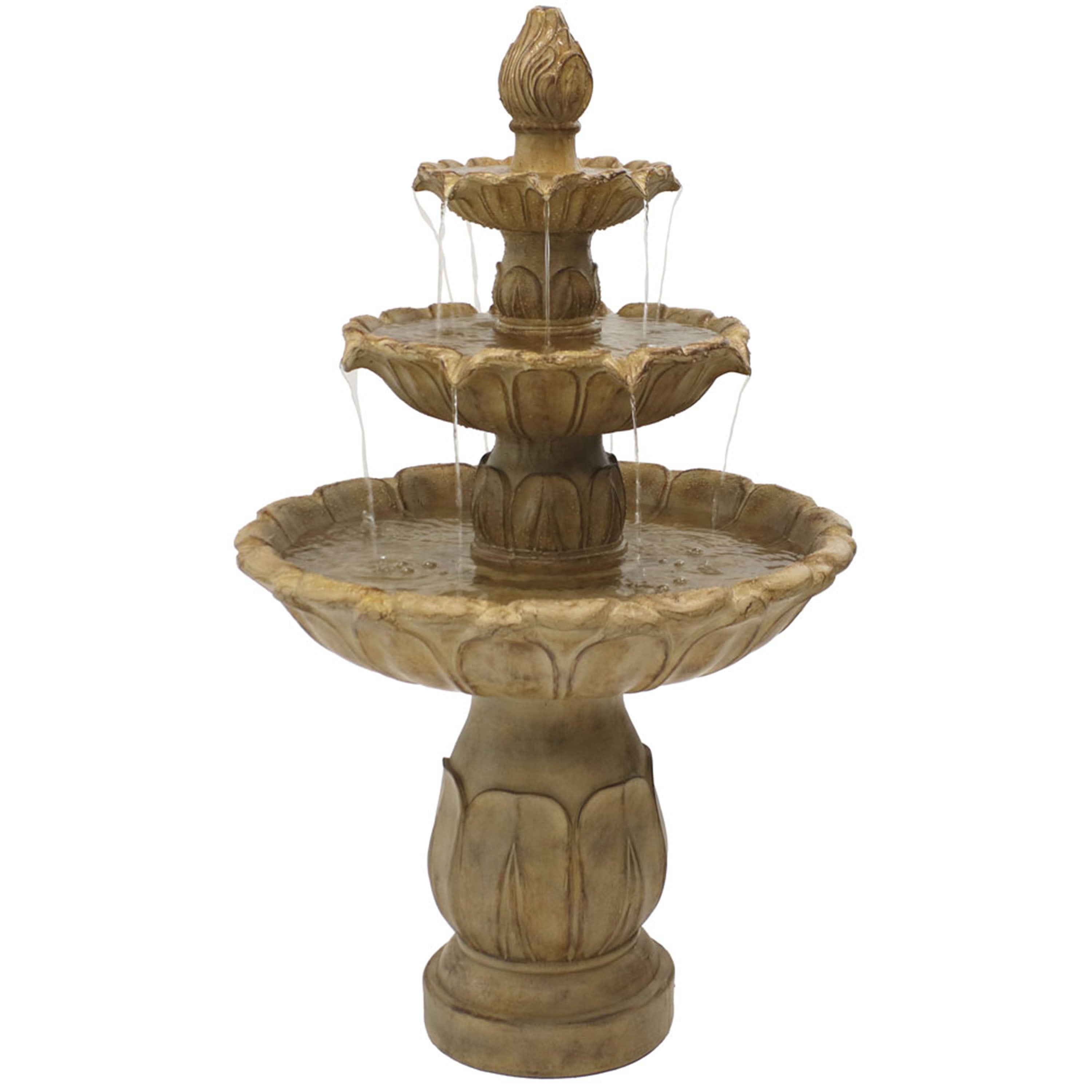Sunnydaze Classic 3-Tier Tulip Outdoor Water Fountain - Garden Decor, Patio, Yard, and Backyard Relaxation