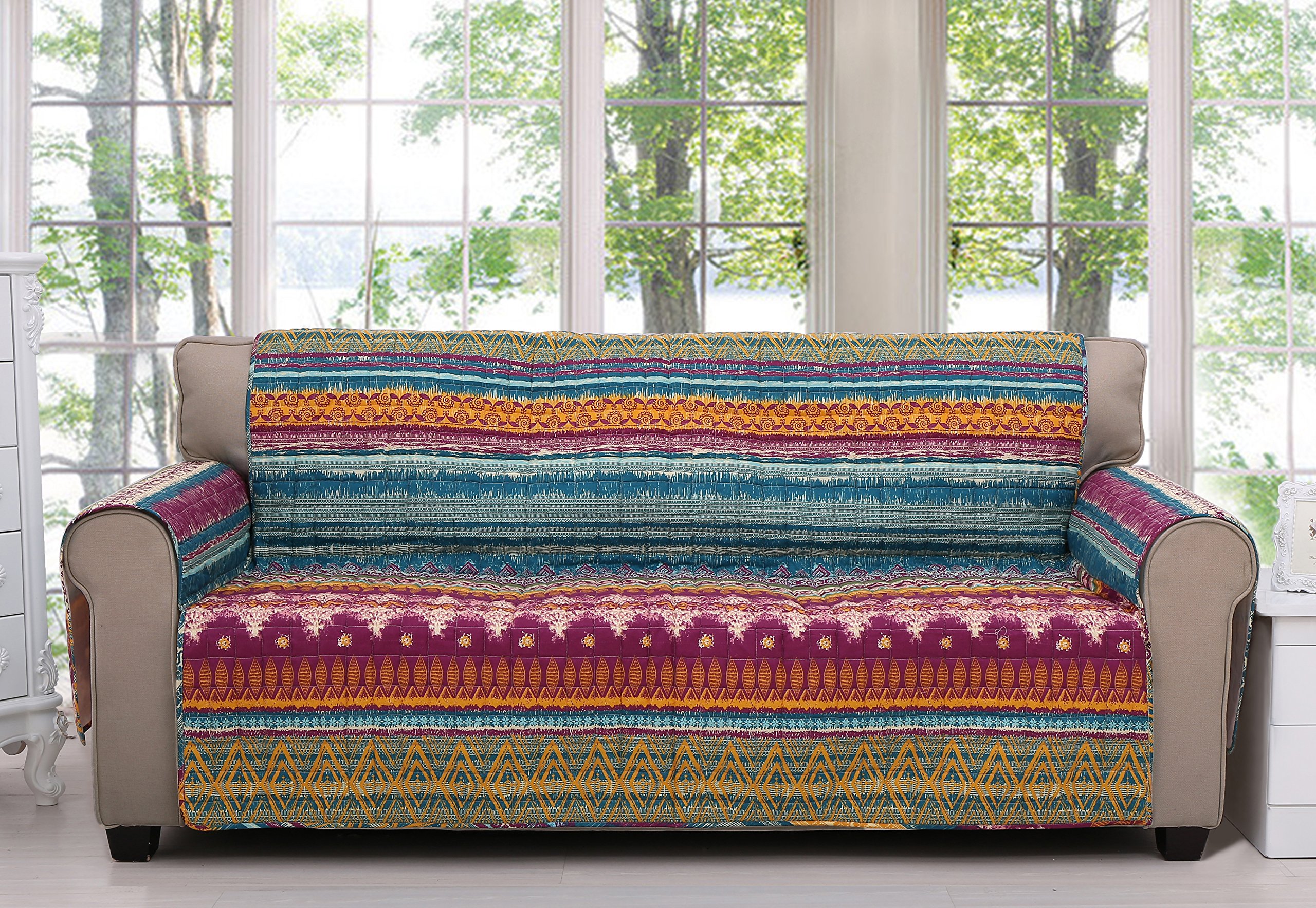 Greenland Home Southwest Style Sofa Protector - Waterproof & Anti-Slip Couch Cover - Perfect for Living Room, Bedroom, or Dorm Furniture Protection (Siesta Collection)