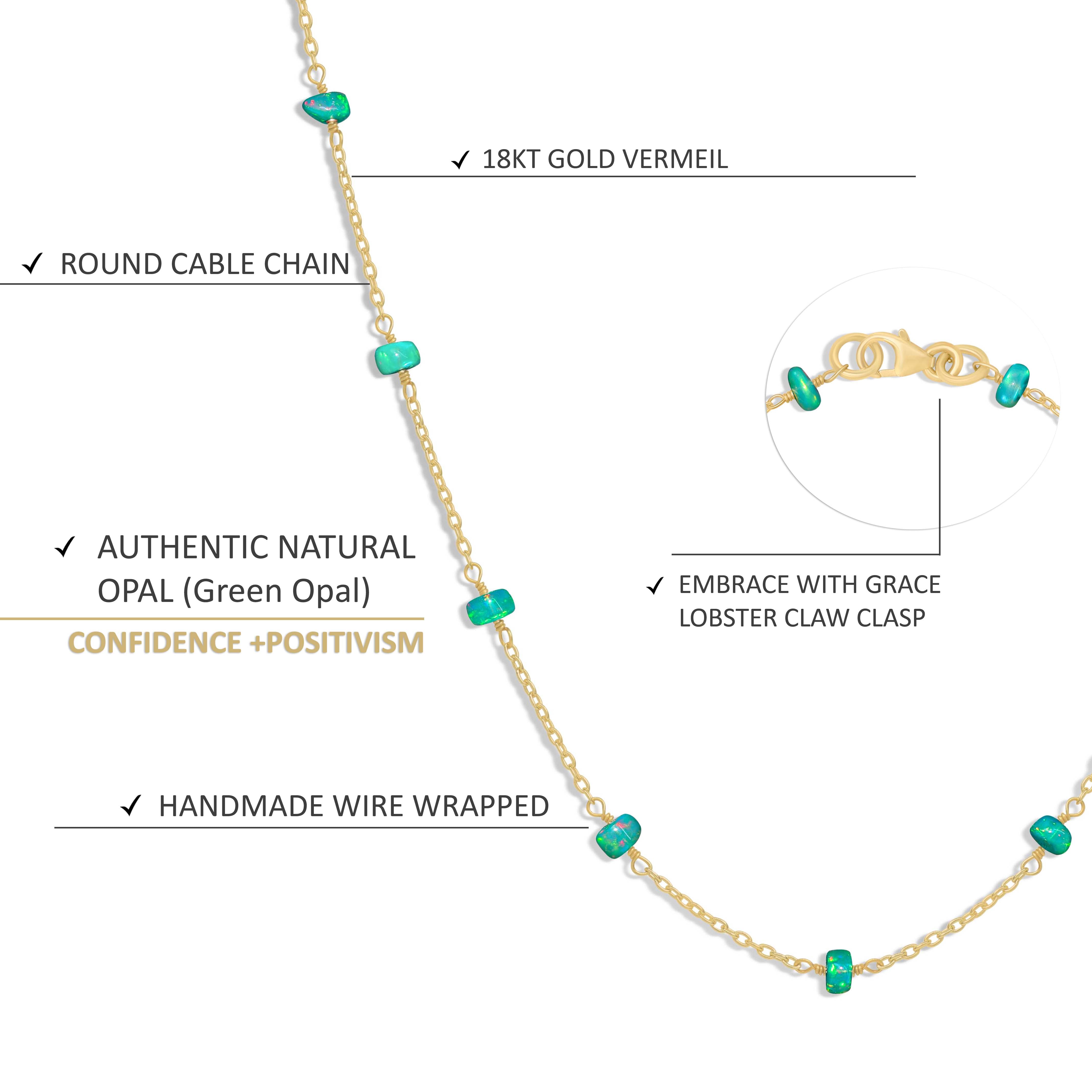 Natural Green Opal Smooth Beads Chain Necklace for Women - Elegant Gemstone Jewelry for Everyday Wear & Special Occasions