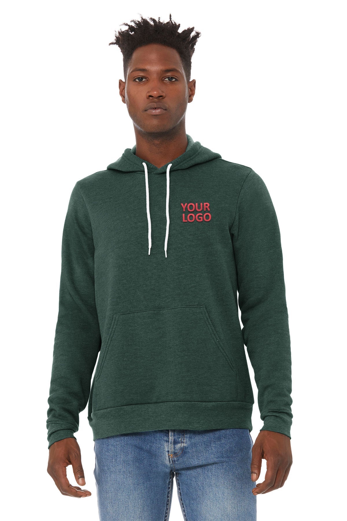Bella Canvas Unisex Fleece Hoodie - Soft Warm Pullover Sweatshirt for Men & Women, Forest Green [540 Social] - Perfect for Casual Wear, Outdoor Activities & Loungewear
