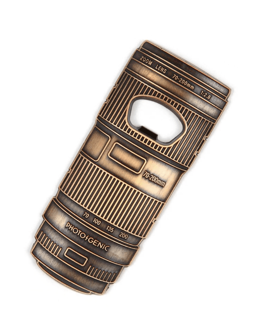 Photogenic Supply Co. Gold Telephoto Lens Bottle Opener - Unique Camera-Inspired Beer & Soda Bottle Opener for Photography Enthusiasts, Bartenders & Gift Giving