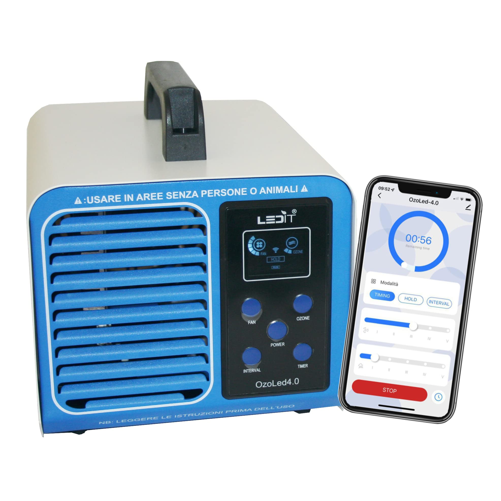 Professional 10000MG/hr Ozone Generator with Remote Timer - CE & CNR Certified, Made in Italy for Home & Commercial Use - Ideal for Air Purification, Odor Removal, and Disinfection in Offices, Restaurants, and Healthcare Facilities