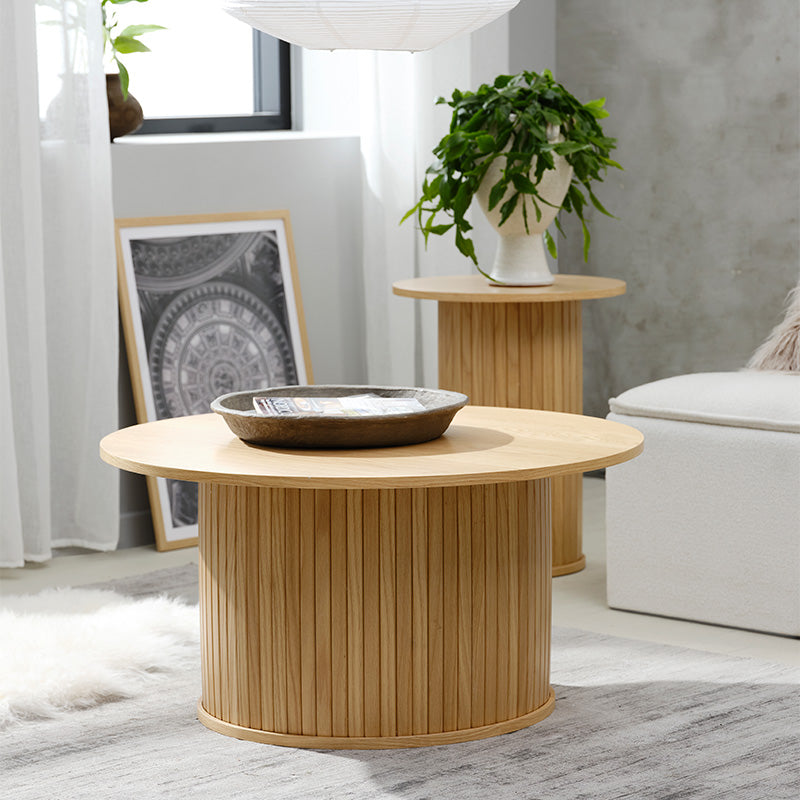 Round Coffee Table 90cm - Solid Oak Wood Modern Living Room Furniture - Perfect for Living Spaces, Lounges & Home Decor