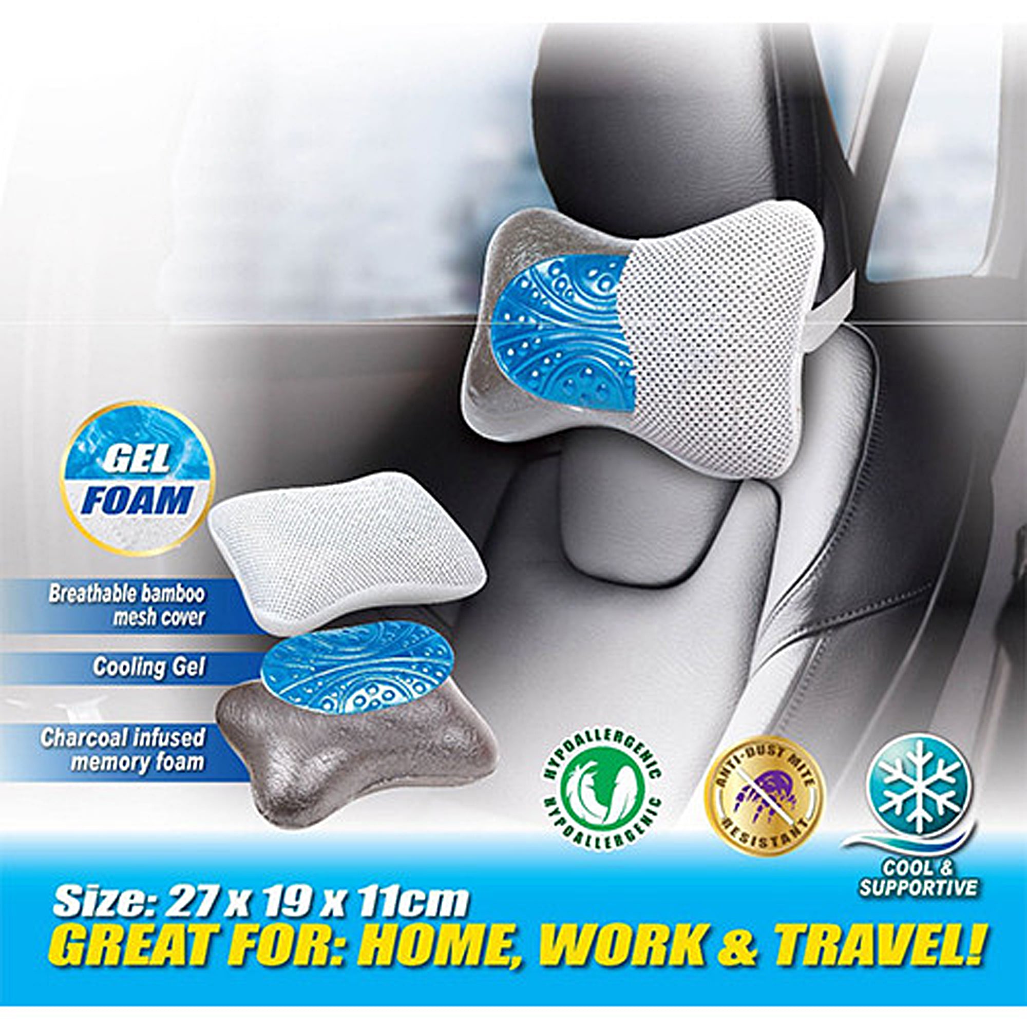 Cooling Hydro Gel Pillow for Neck Pain Relief - Memory Foam Support for Side, Back & Stomach Sleepers - Perfect for Hot Sleepers & Travel
