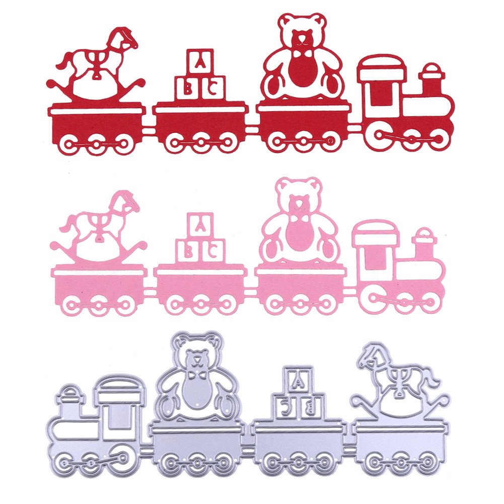 Metal Die Cuts for Scrapbooking & Card Making - Train, Flowers, Frames & Cartoon Animals Stencils - DIY Paper Craft Supplies for Albums, Greeting Cards & Home Decor Projects #2394