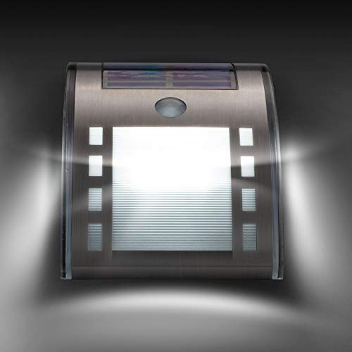 Solar Security Lights Outdoor - Waterproof Solar Wall Lights for Home & Garden, Wireless Fence Post & Step Lighting (2-Pack, Stainless Steel) - Perfect for Driveways, Pathways & Backyard Safety