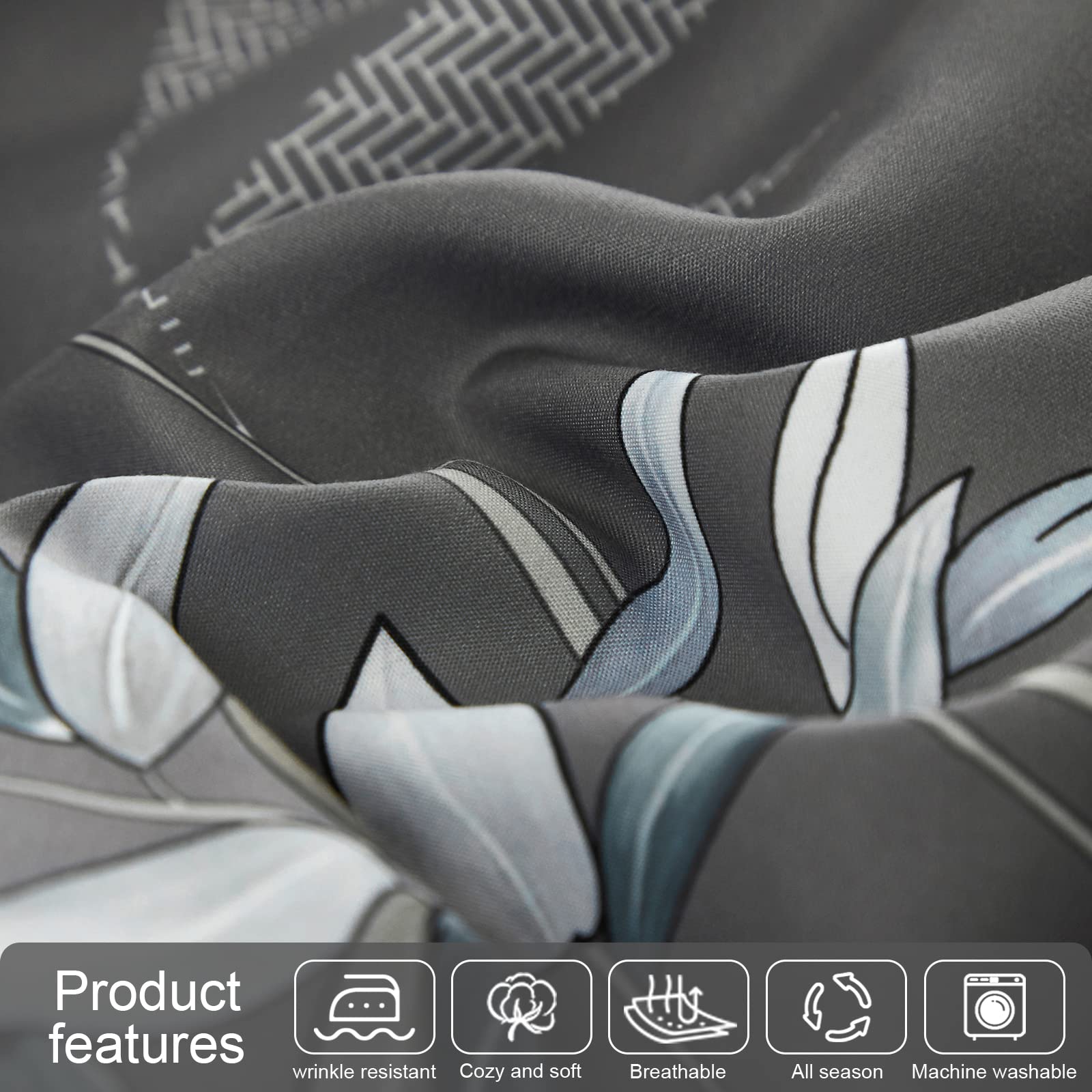 Queen Size Comforter Set - 7 Piece Bed in a Bag with Soft Lightweight Microfiber Grey Comforter, Sheets & Pillows | Ultra-Cozy Bedding for Master Bedroom, Guest Room & Dorm (Grey, Queen)