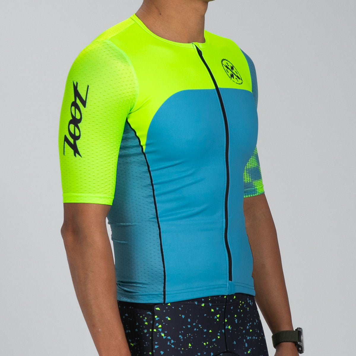 Men's Limited Edition Tri Aero Cycling Jersey - Lightweight & Breathable Performance Bike Shirt for Road Racing & Training - Electric Blue Color