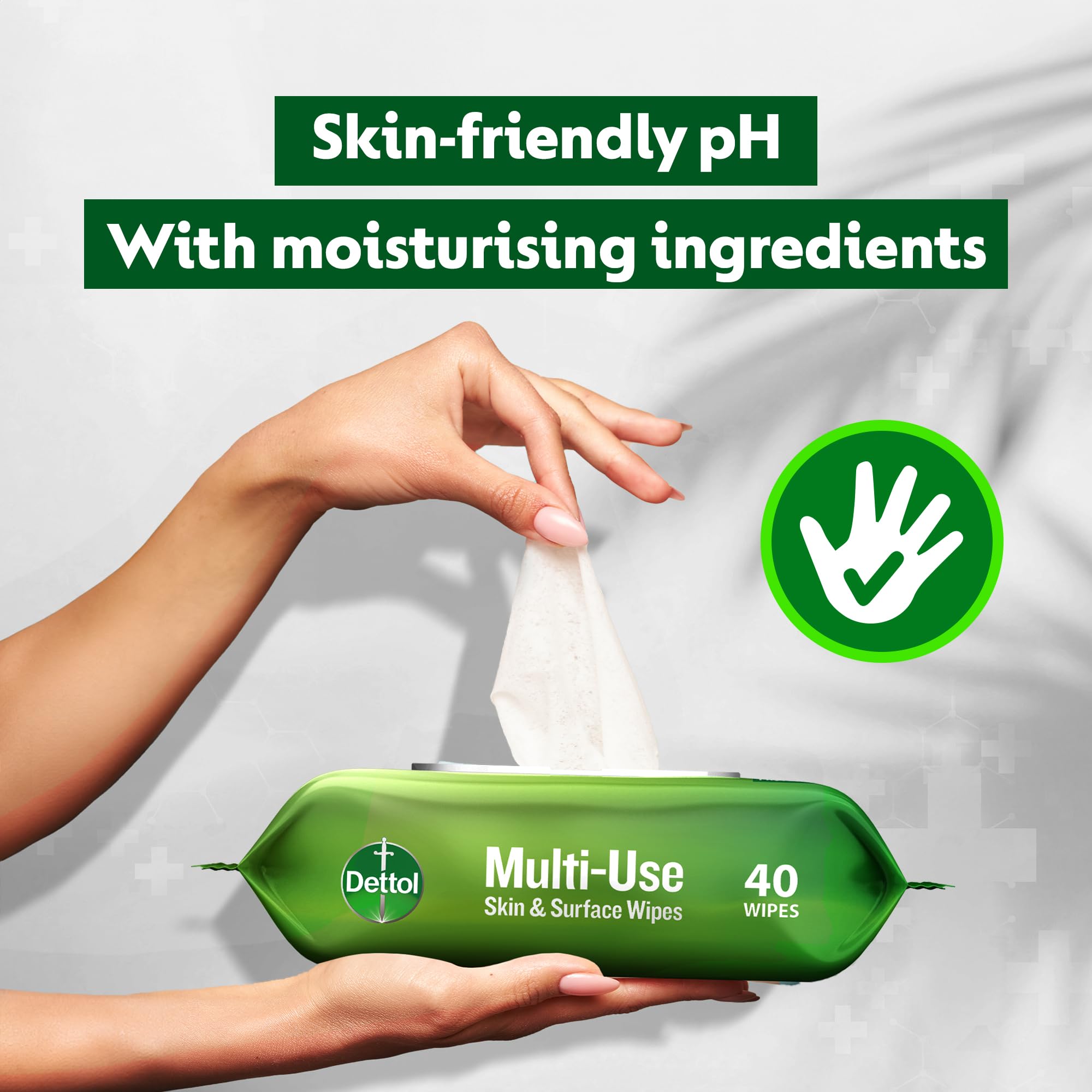 Dettol Germ Protection Wet Wipes for Skin & Surfaces, Original Scent - 10 Count Pack with Moisture-Lock Lid | Antibacterial Cleaning Wipes for Home, Office & Travel Use