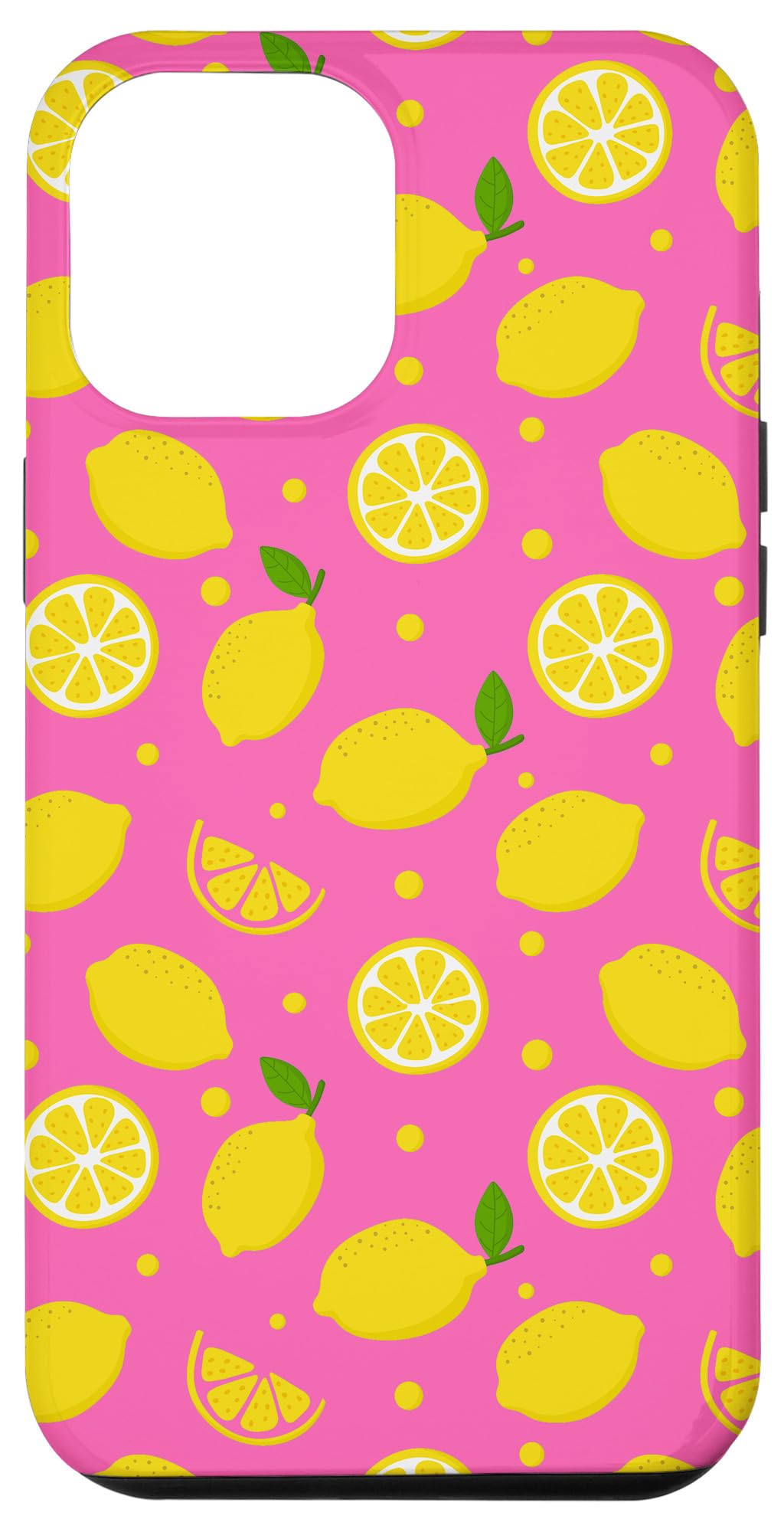 iPhone 12 Pro Max Case - Hot Pink Lemon Pattern Protective Cover | Durable Shockproof Phone Case for Women & Girls | Perfect for Summer, Beach & Vacation Use