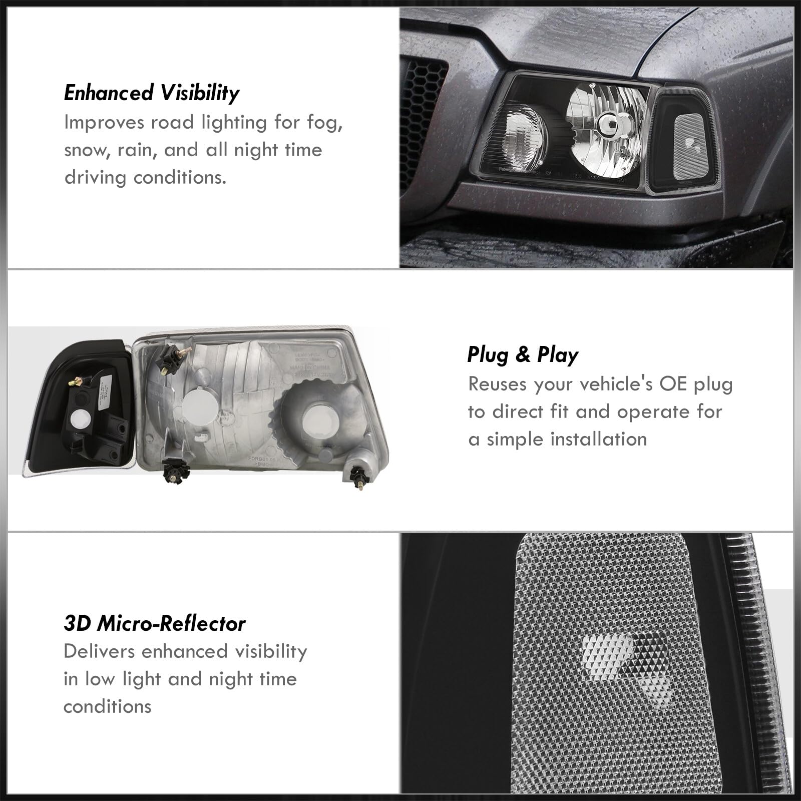 Ford Ranger Headlights & Bumper Lamps (2001-2011) - Off-Road & Night Driving